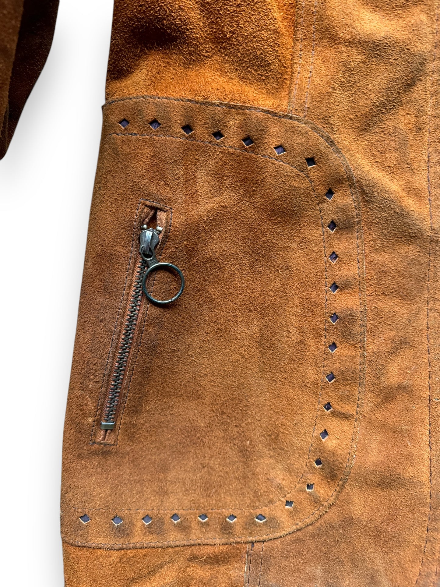 zipper pocket on Vintage Suede and Fur Penny Style Lane Coat SZ 8