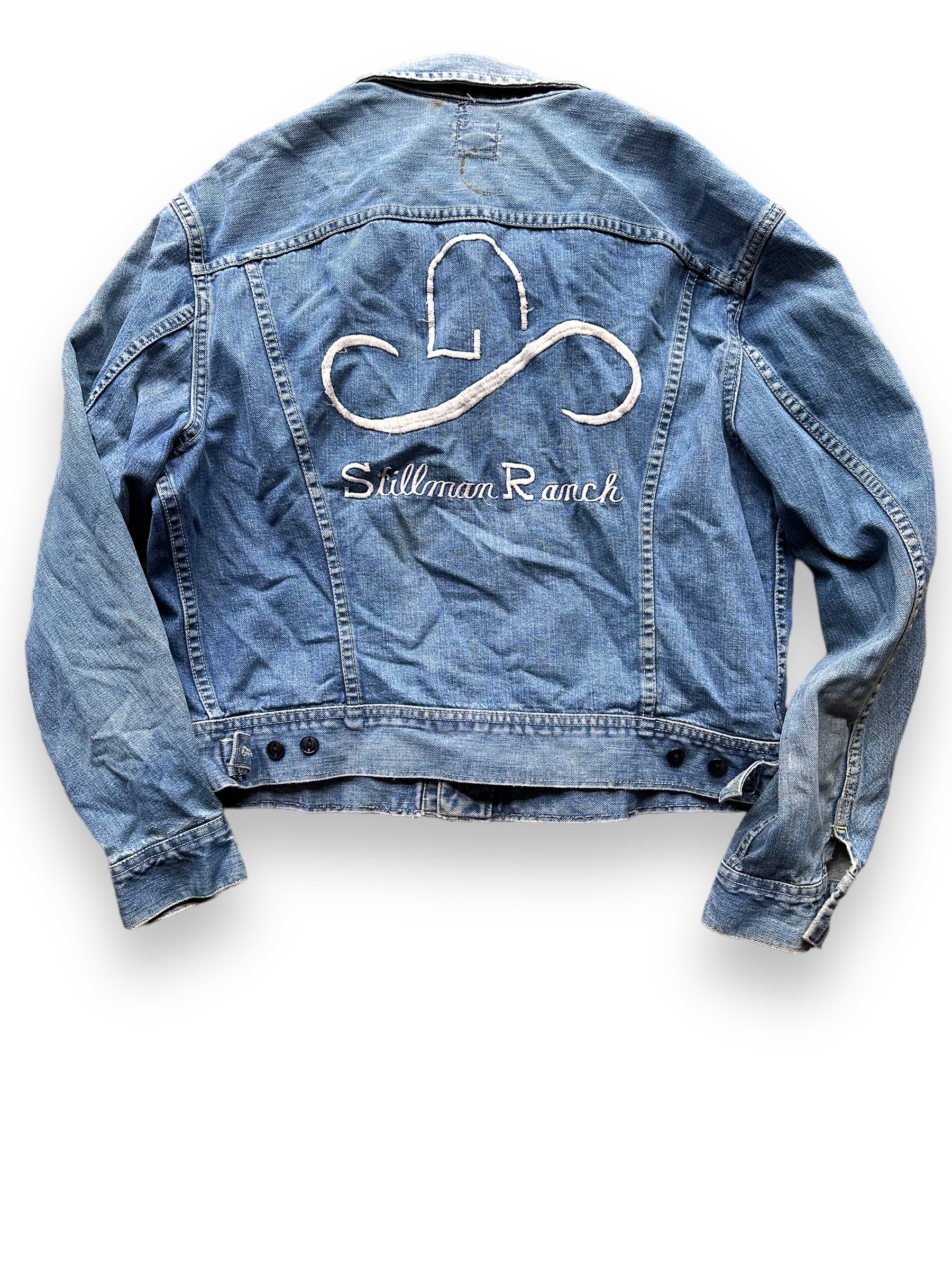 Rear View of Vintage Chainstitched Stillman Ranch Lee 101-J SZ 46 | Vintage Lee Denim Seattle | Barn Owl Vintage Seattle