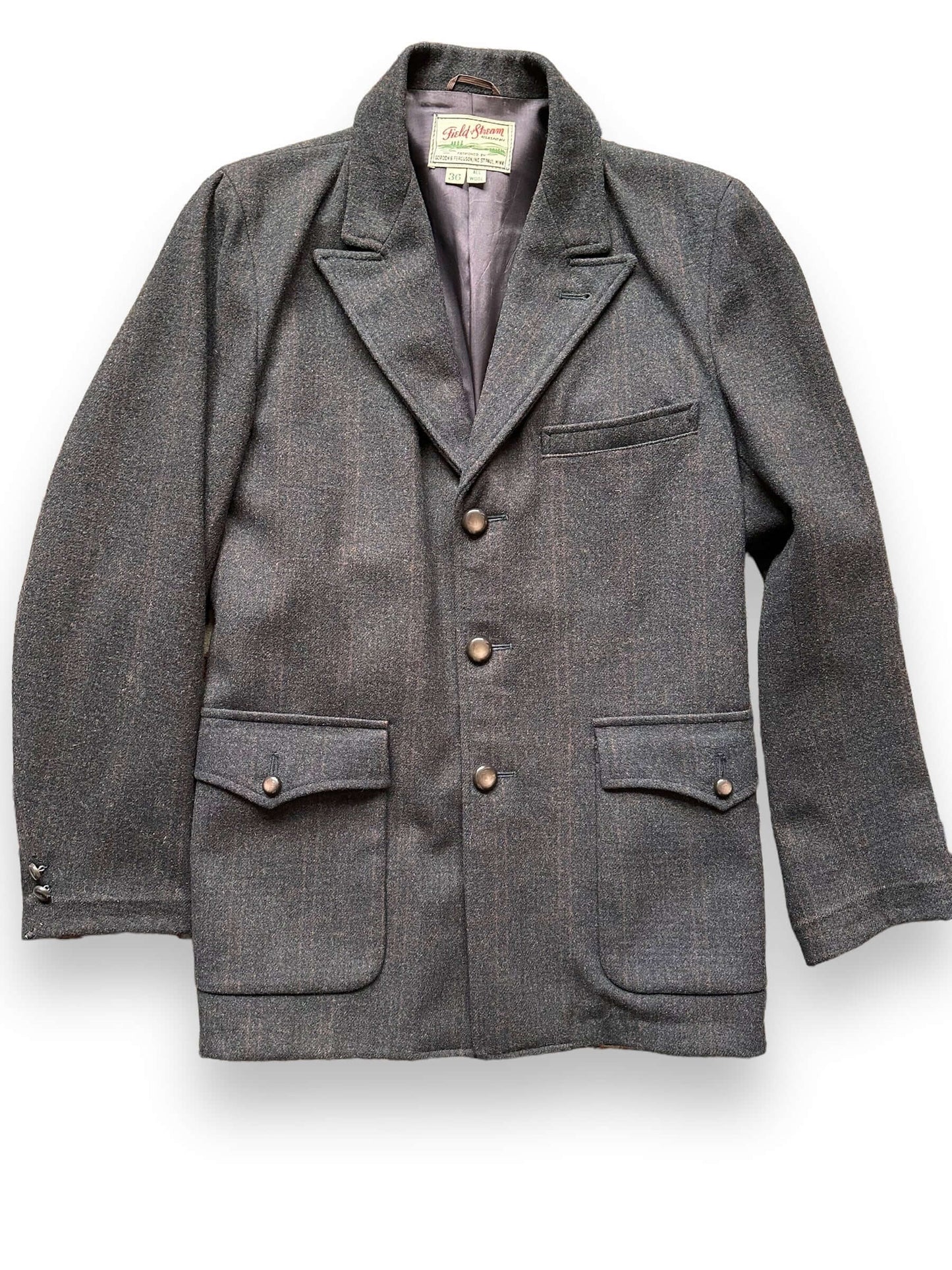 Front Detail on Vintage Field & Stream Wool Jacket SZ 36 | Vintage Wool Jacket Seattle  | Seattle Vintage Clothing
