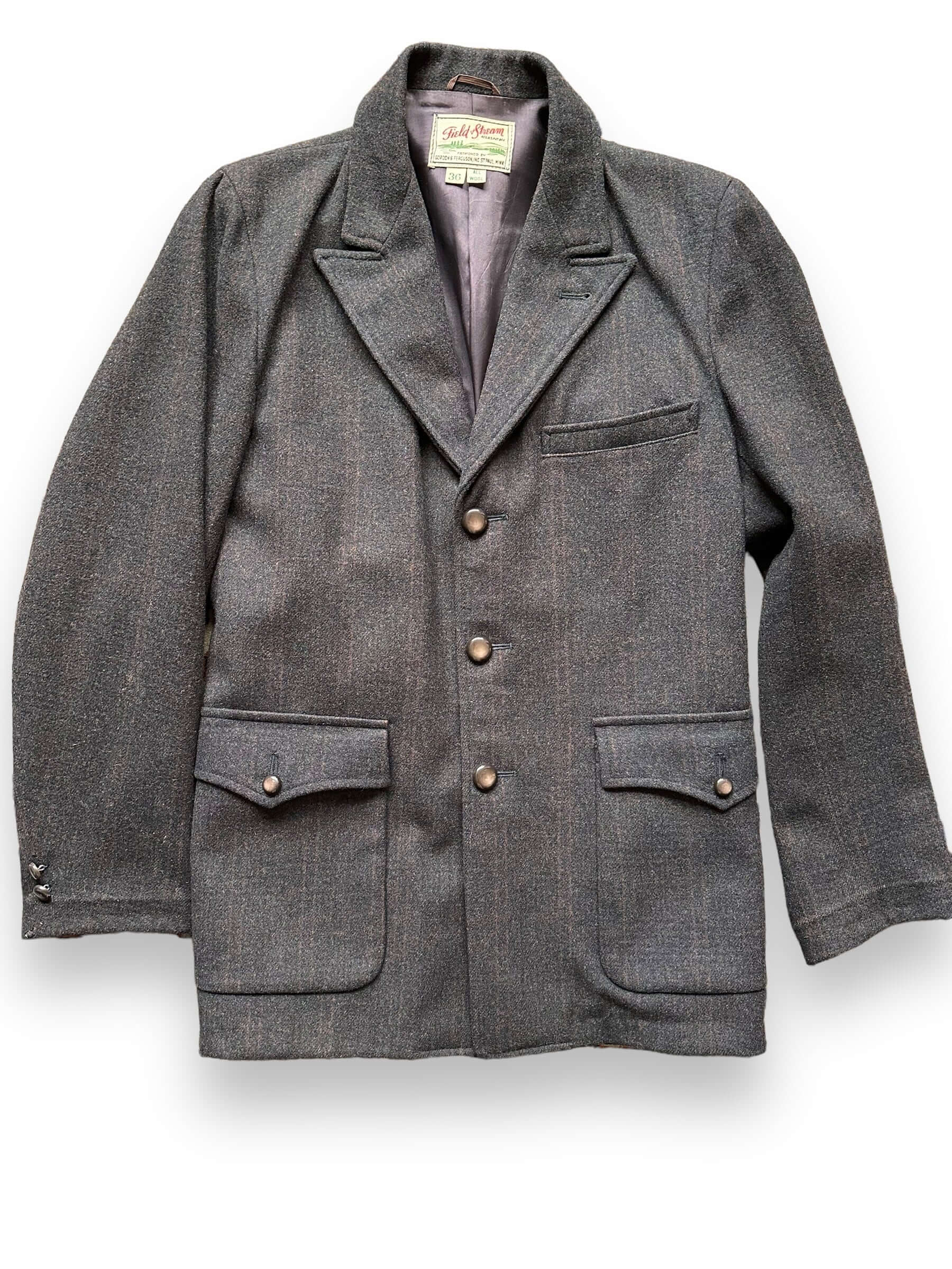 Front Detail on Vintage Field & Stream Wool Jacket SZ 36 | Vintage Wool Jacket Seattle  | Seattle Vintage Clothing