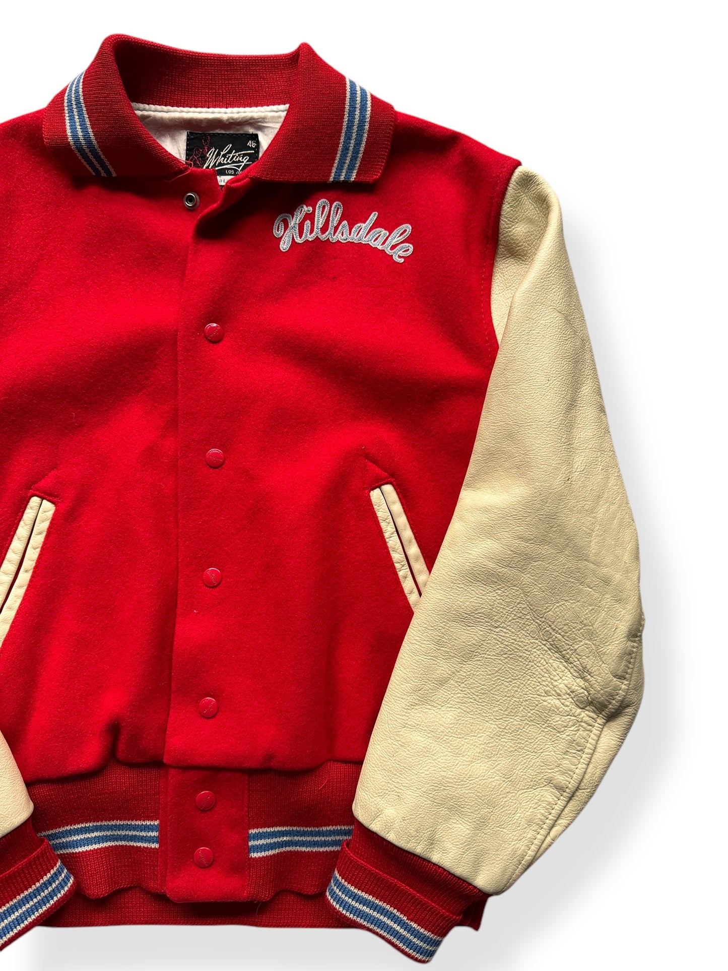 Front Left of Vintage Hillsdale Varsity Jacket SZ 46