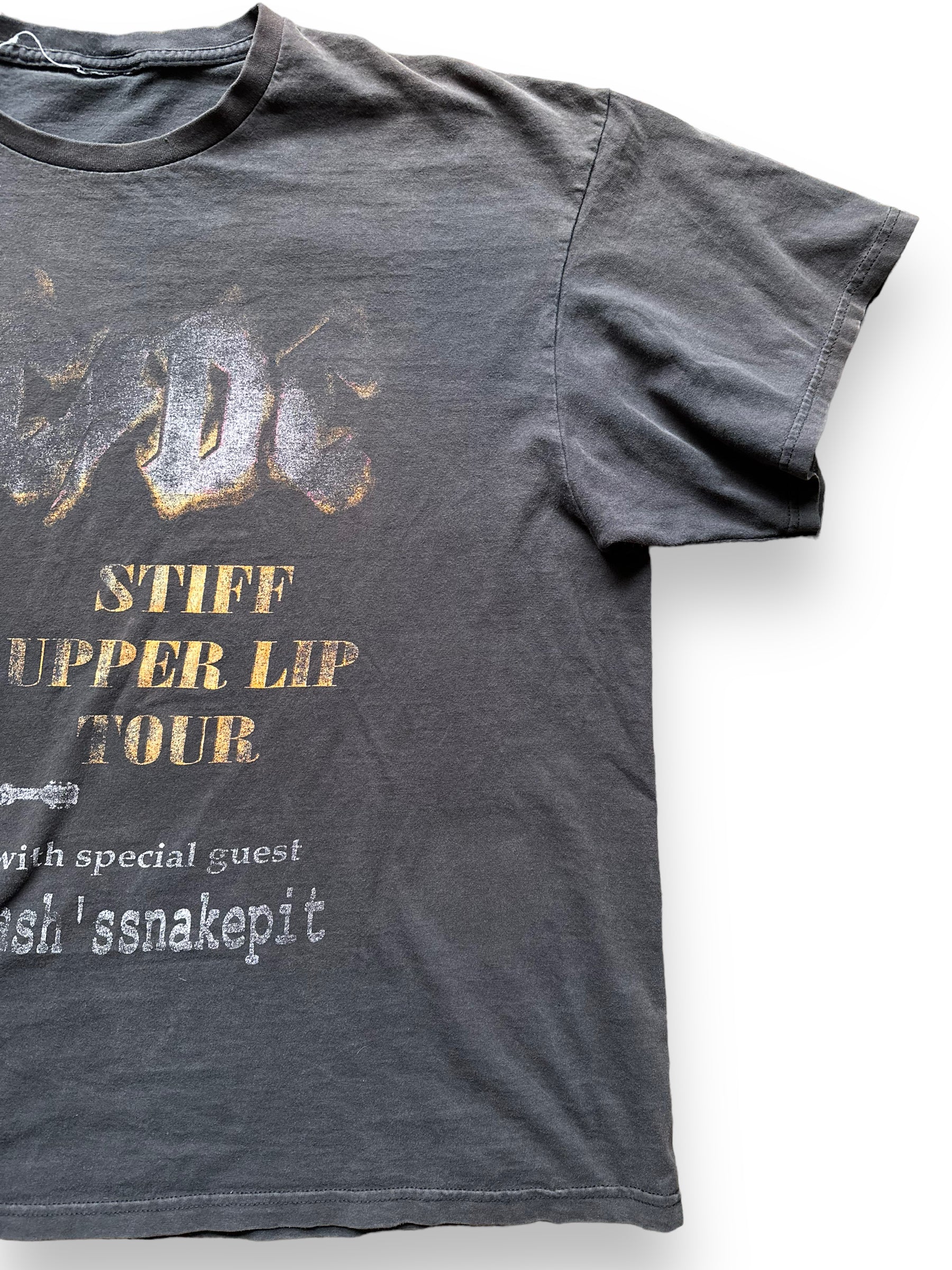 Front Left View of Vintage AC/DC Stiff Upper Lip Tour Tee Size XXL |  Barn Owl Vintage Seattle | Vintage Rock Tees Seattle