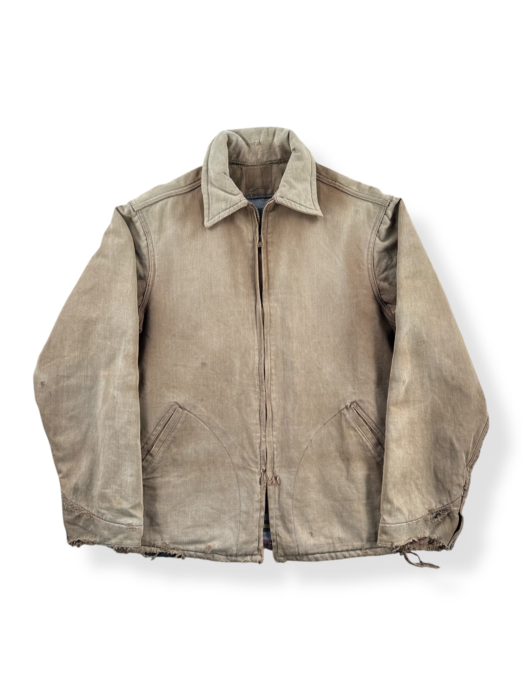 Front of Vintage 40s Era Blanket Lined Work Jacket SZ S
