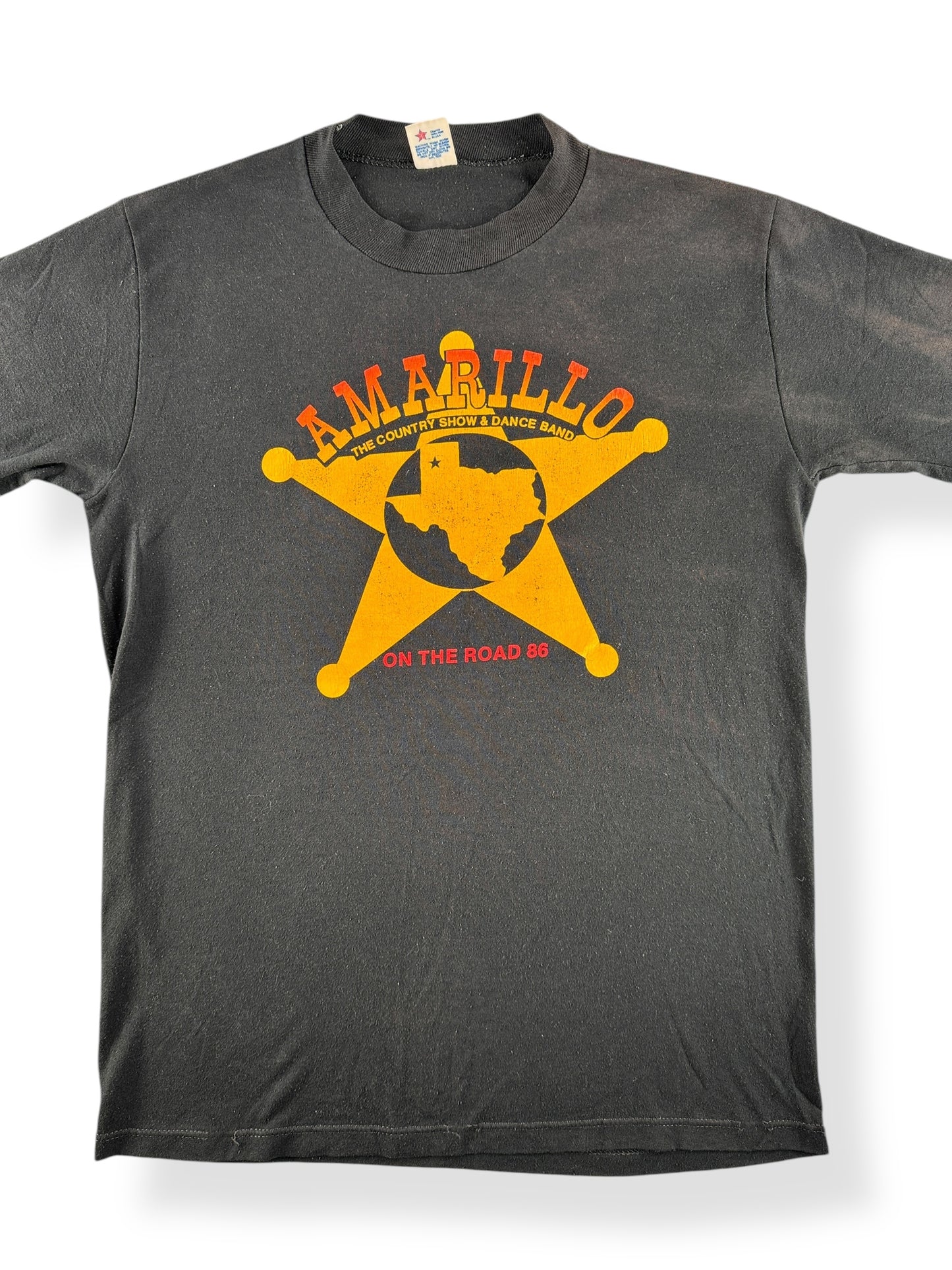 Front Close Up of Vintage Amarillo Country Show & Dance Band Tee SZ M