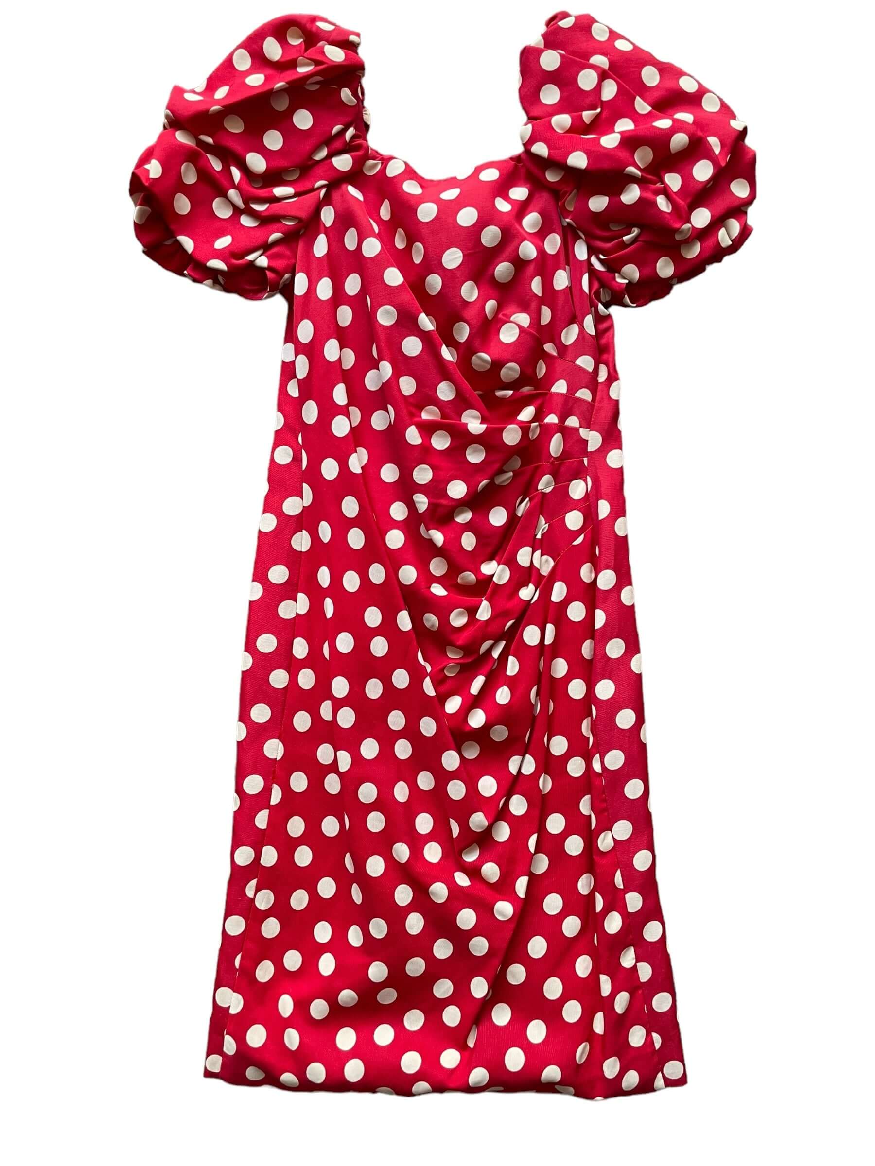 1980s Poofy Red & White Polka Dot Wiggle Dress M-L The Barn Owl Vintage Goods 1980s Poofy Red & White Polka Dot Wiggle Dress M-L The Barn Owl Vintage Goods