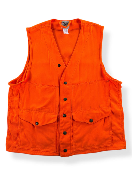 Front of Modern Filson Style 12 Blaze Orange Vest SZ 40