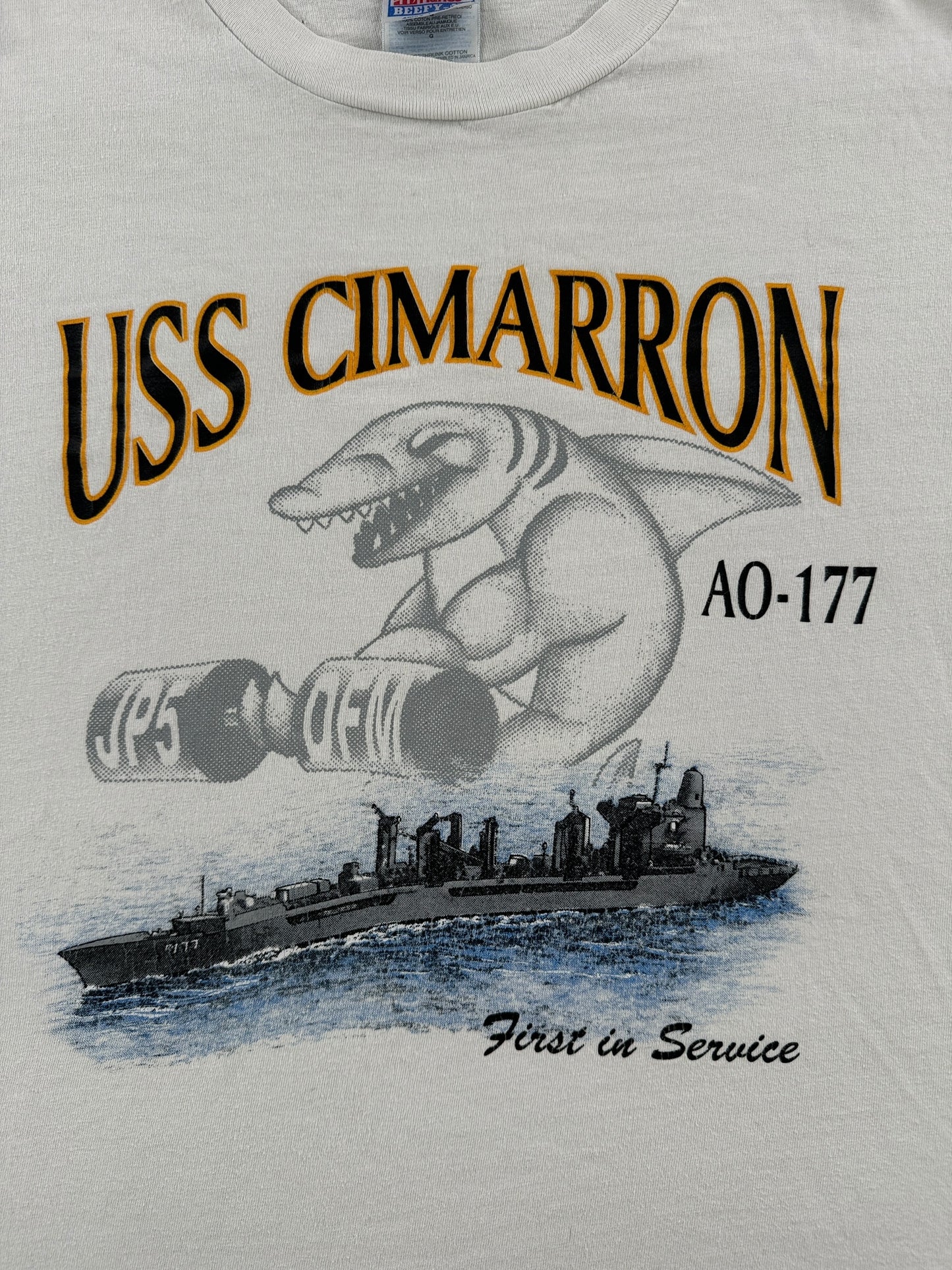 Graphic of Vintage Badass Shark Naval Tee SZ L