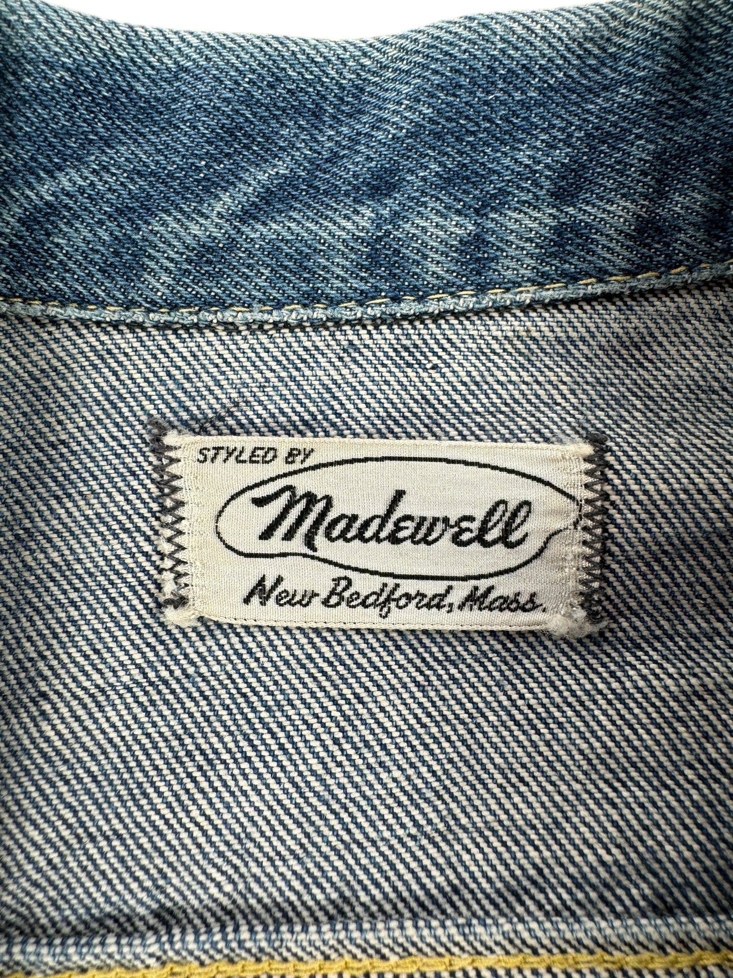 Tag on Vintage Green Line Selvedge Madewell Denim Trucker Jacket SZ S