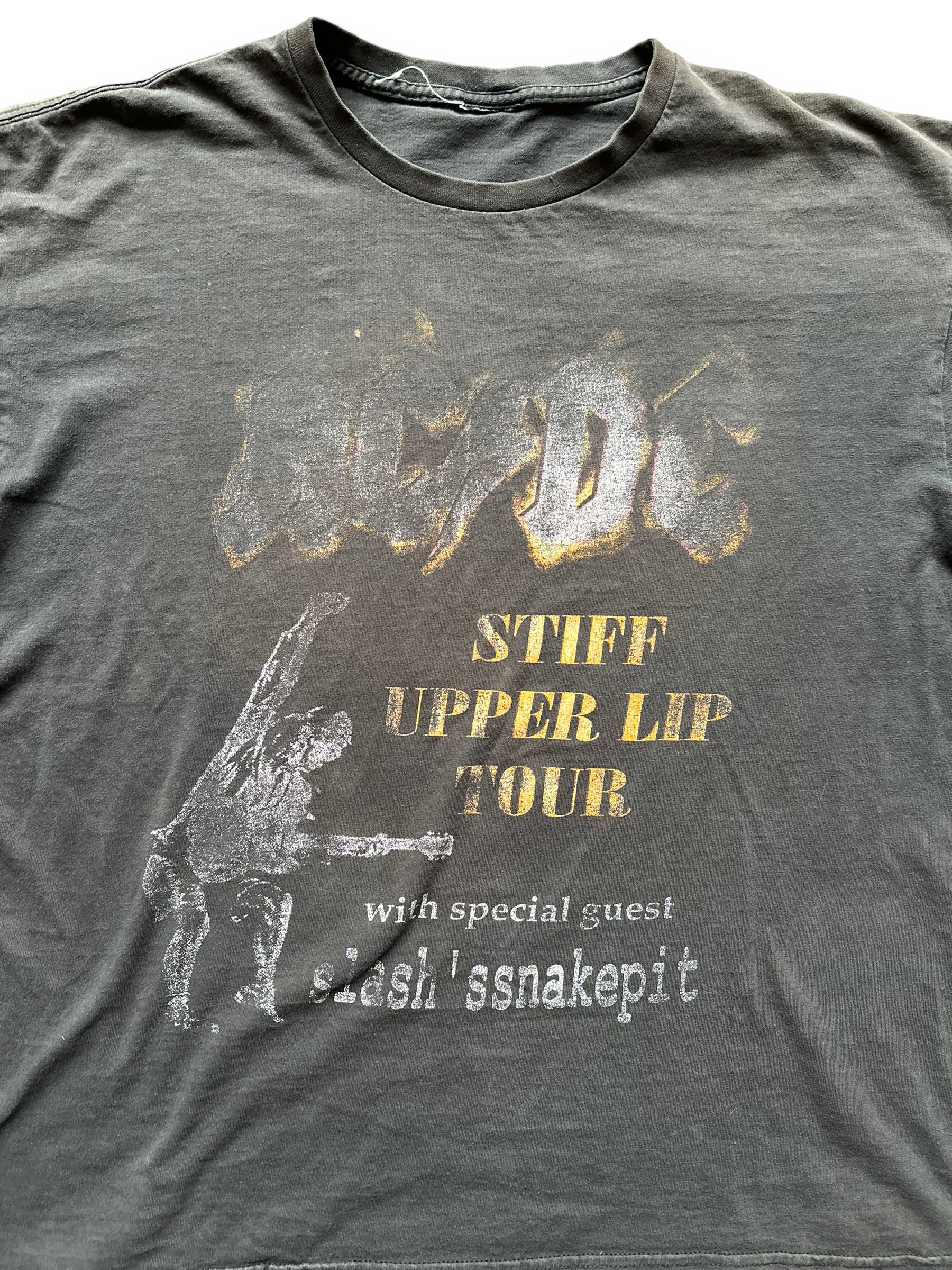 Front Detail on Vintage AC/DC Stiff Upper Lip Tour Tee Size XXL |  Barn Owl Vintage Seattle | Vintage Rock Tees Seattle