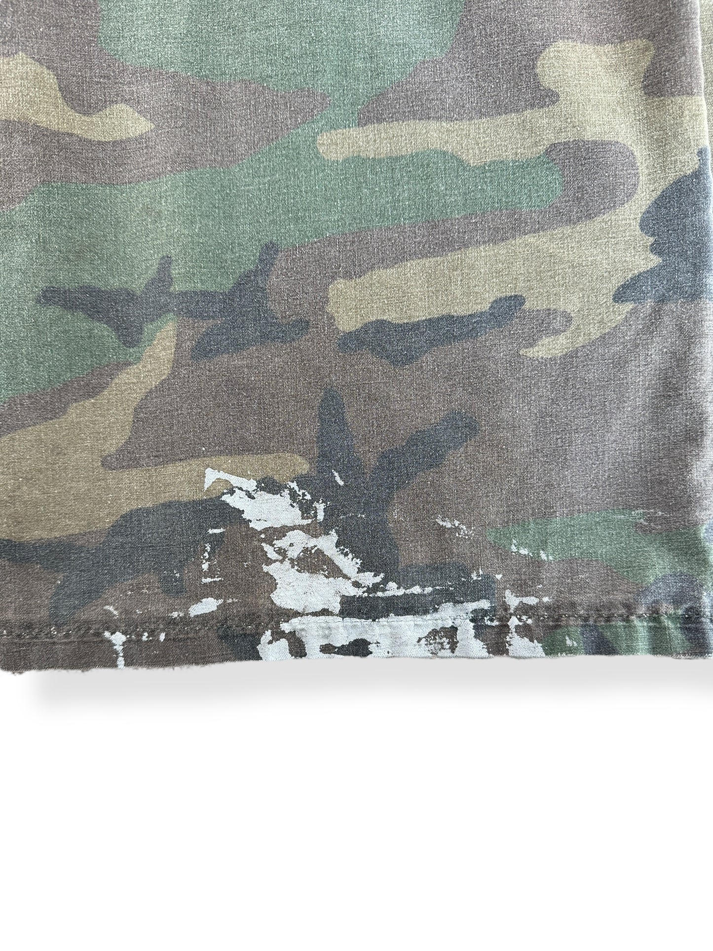 White Stains on Vintage Woodland Camo Smock SZ M