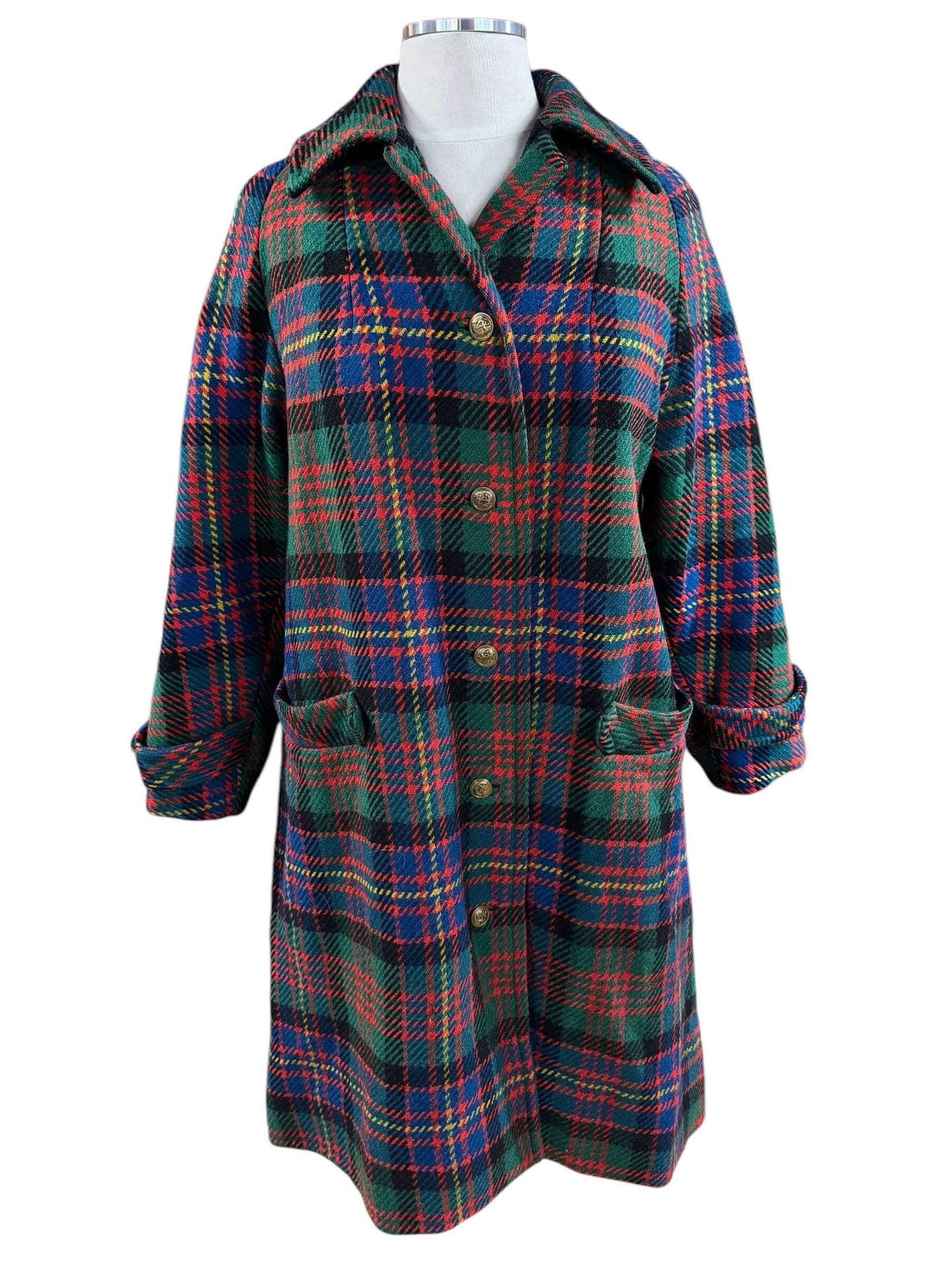 Front view of 1960s Plaid Coat L