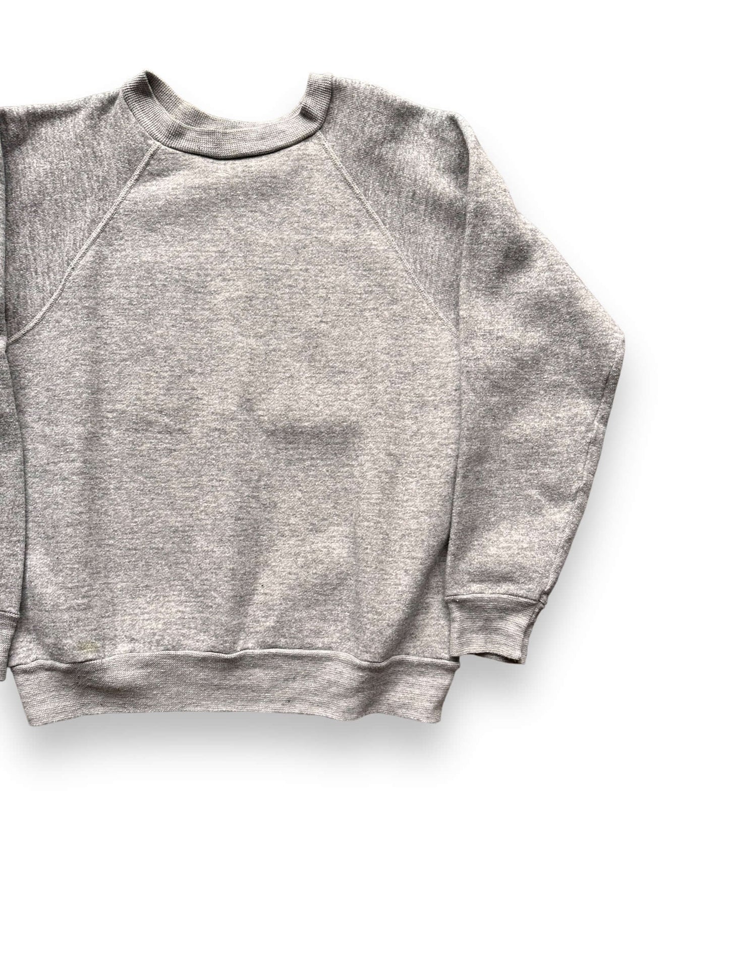 Front Left View of Vintage Heather Grey Creslan Crewneck SZ M | Vintage Sweatshirt Seattle
