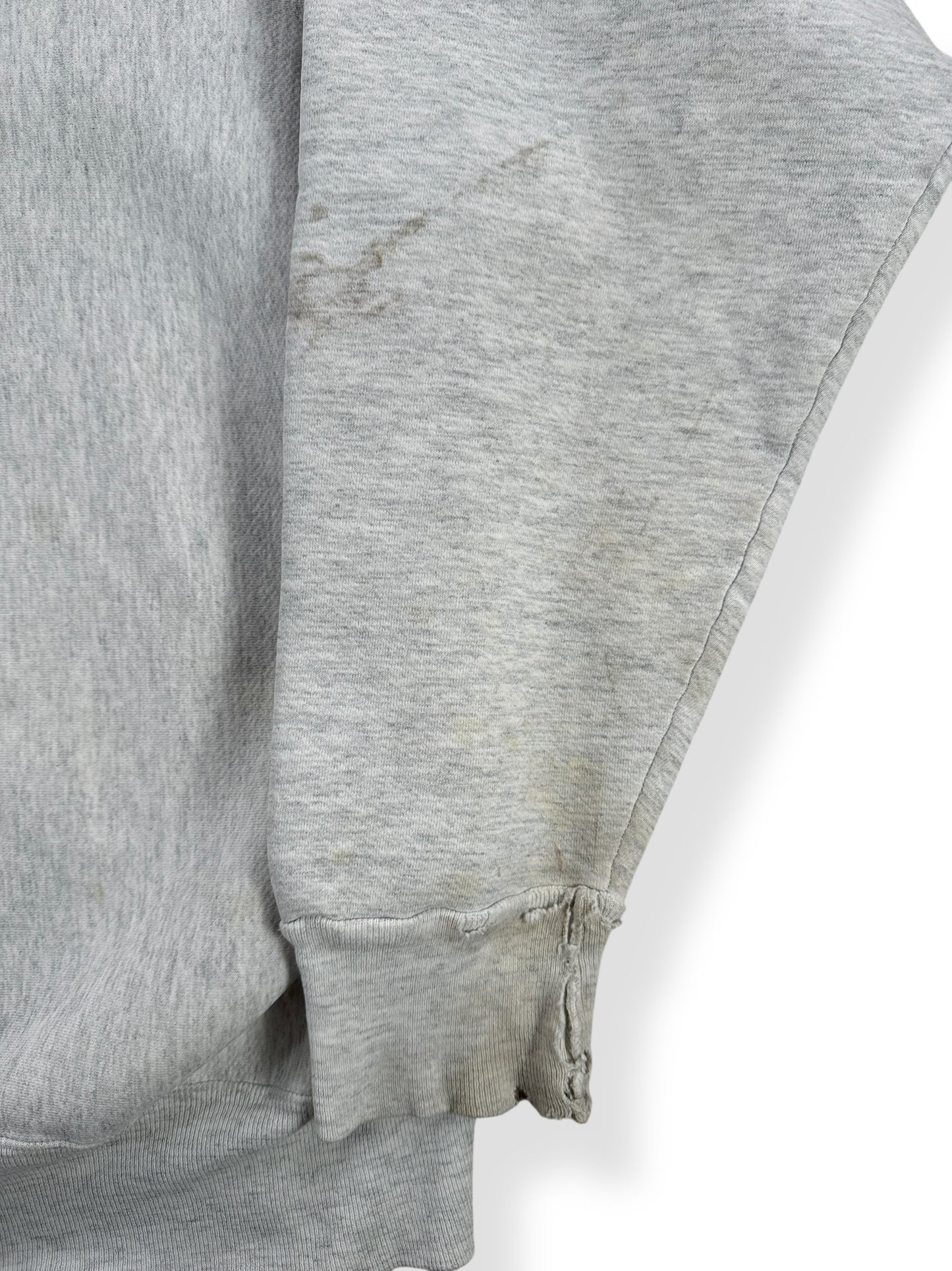 Stains on Sleeve of Vintage Navy Reverse Weave Crewneck SZ XL
