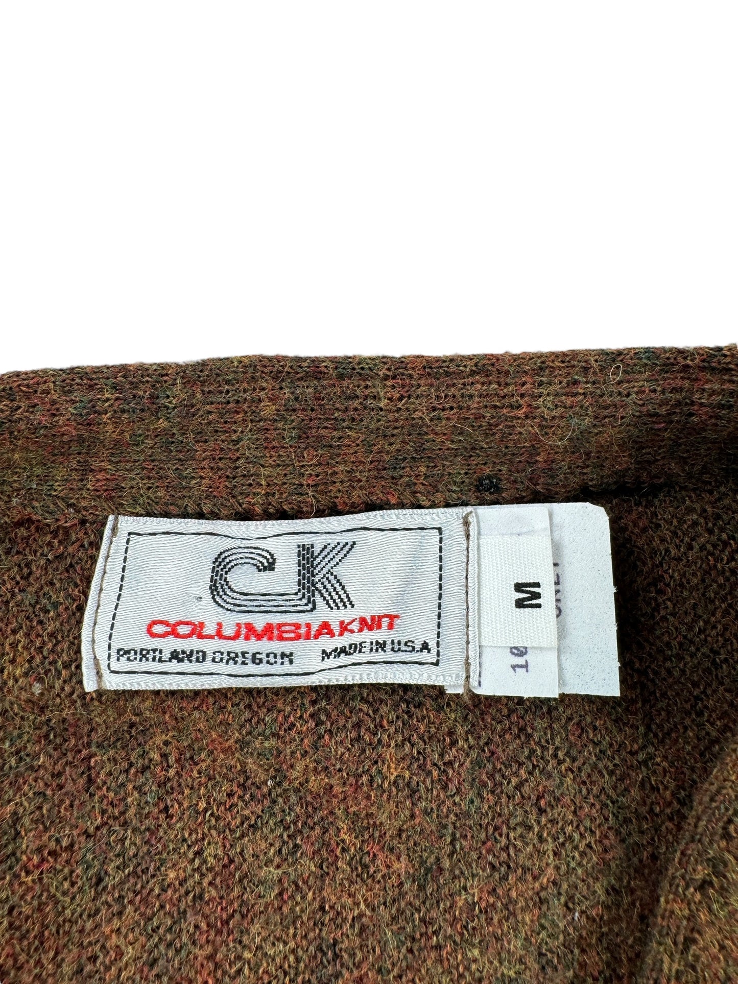 Tag on Vintage Columbia Knit 100% Wool Cardigan SZ M