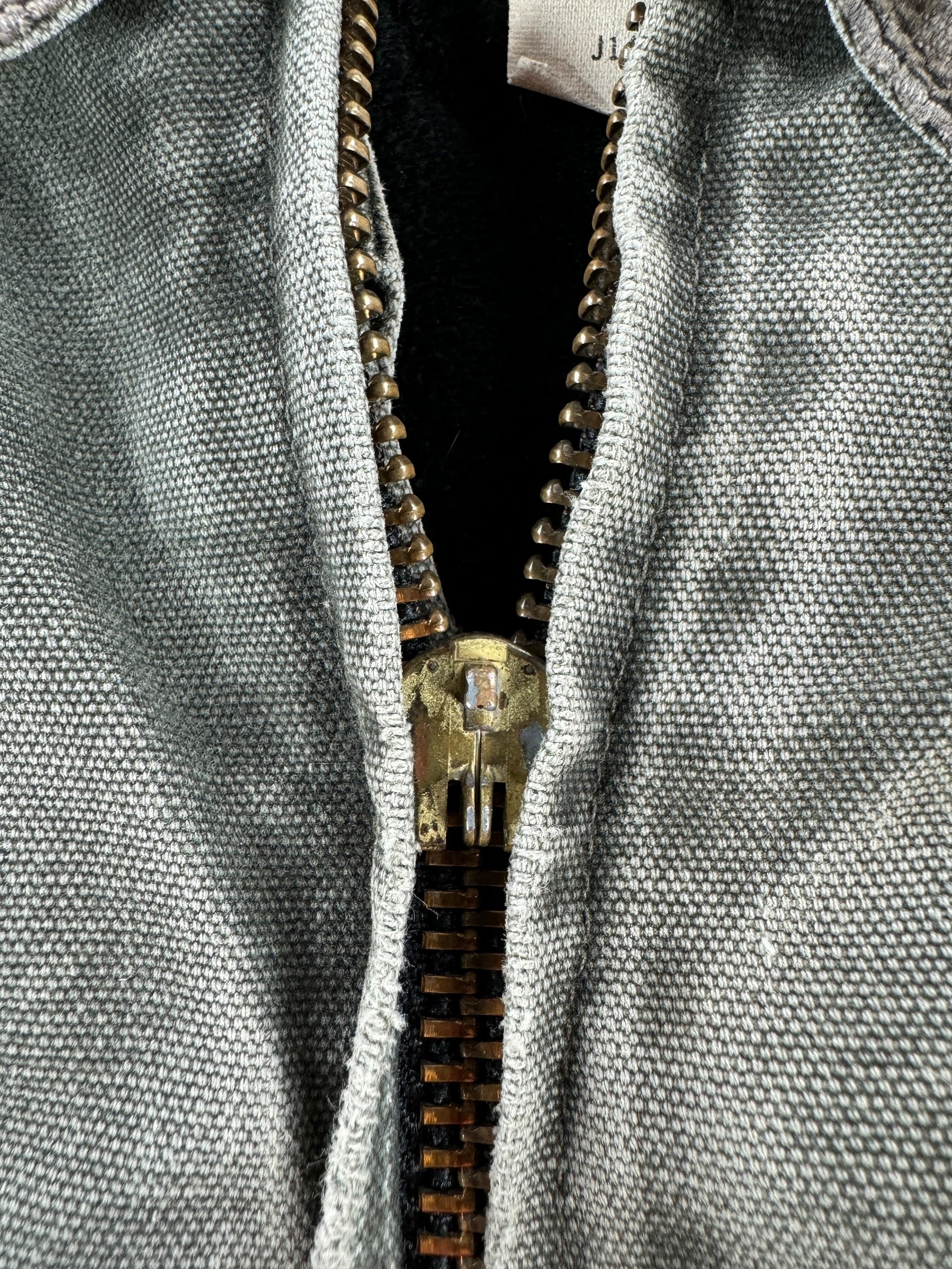 Busted Zipper on Vintage Hand Repaired Carhartt Santa Fe Moss Green Jacket SZ 3XL AS IS