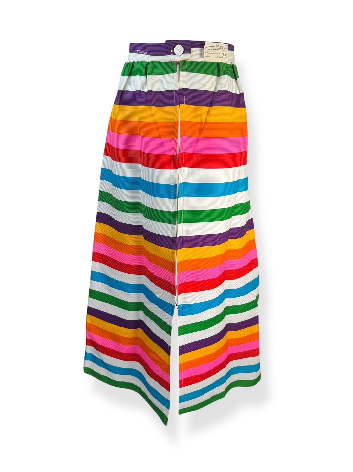 Front view of 1960s Alex Coleman Rainbow Striped Skirt AS-IS L