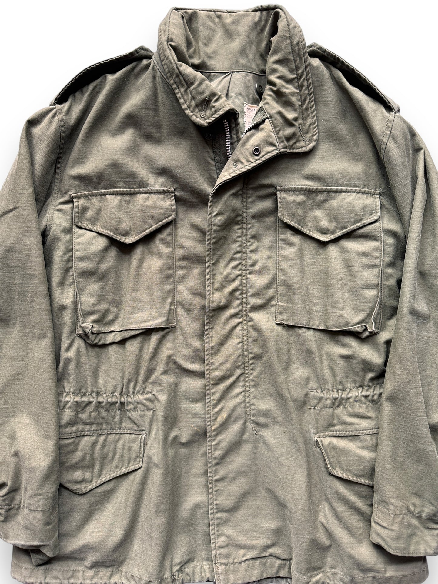 front close up of Vintage Stenciled OG-107 Field Jacket SZ M