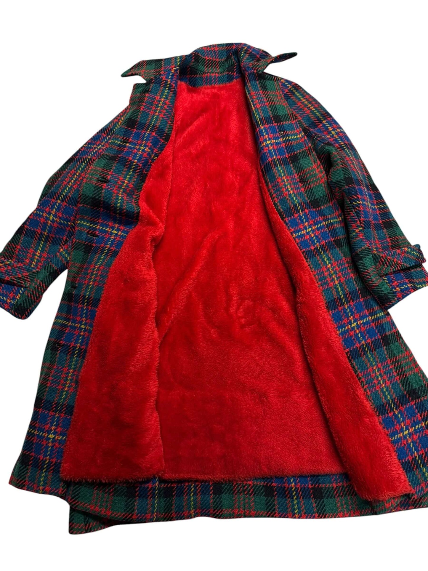 Open view of 1960s Plaid Coat L
