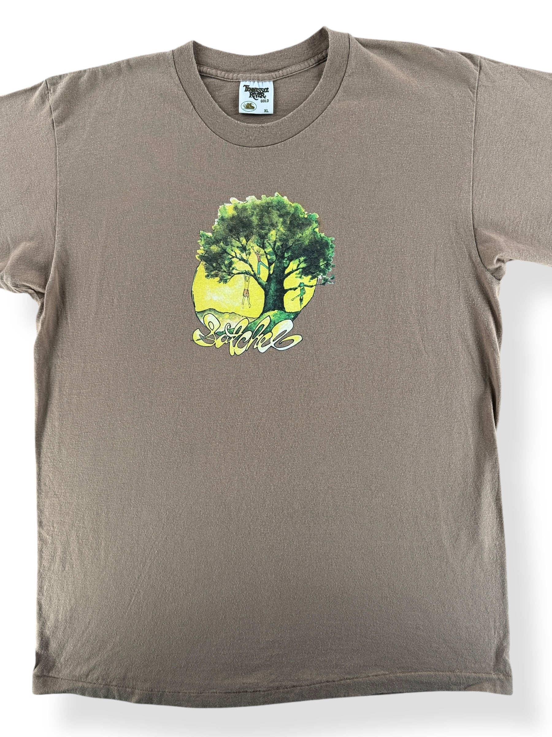 Front Close Up of Vintage Satchel Tree Tee SZ L