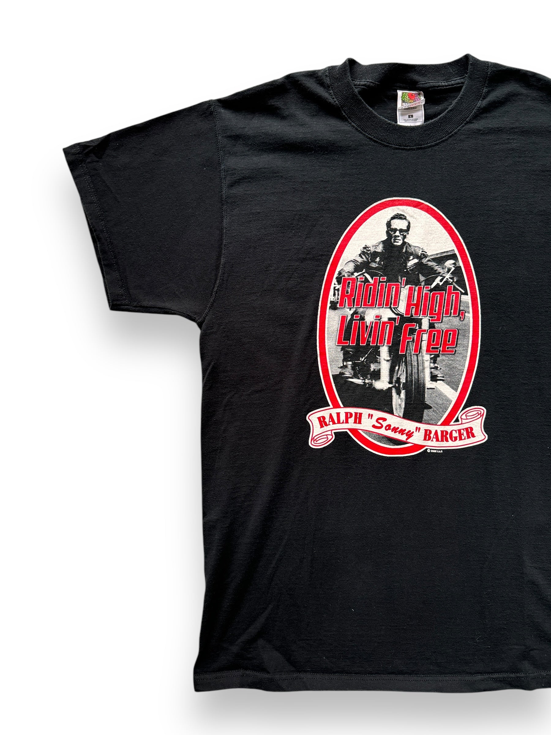 front right of Sonny Barger Ridin High Livin Free Tee SZ L