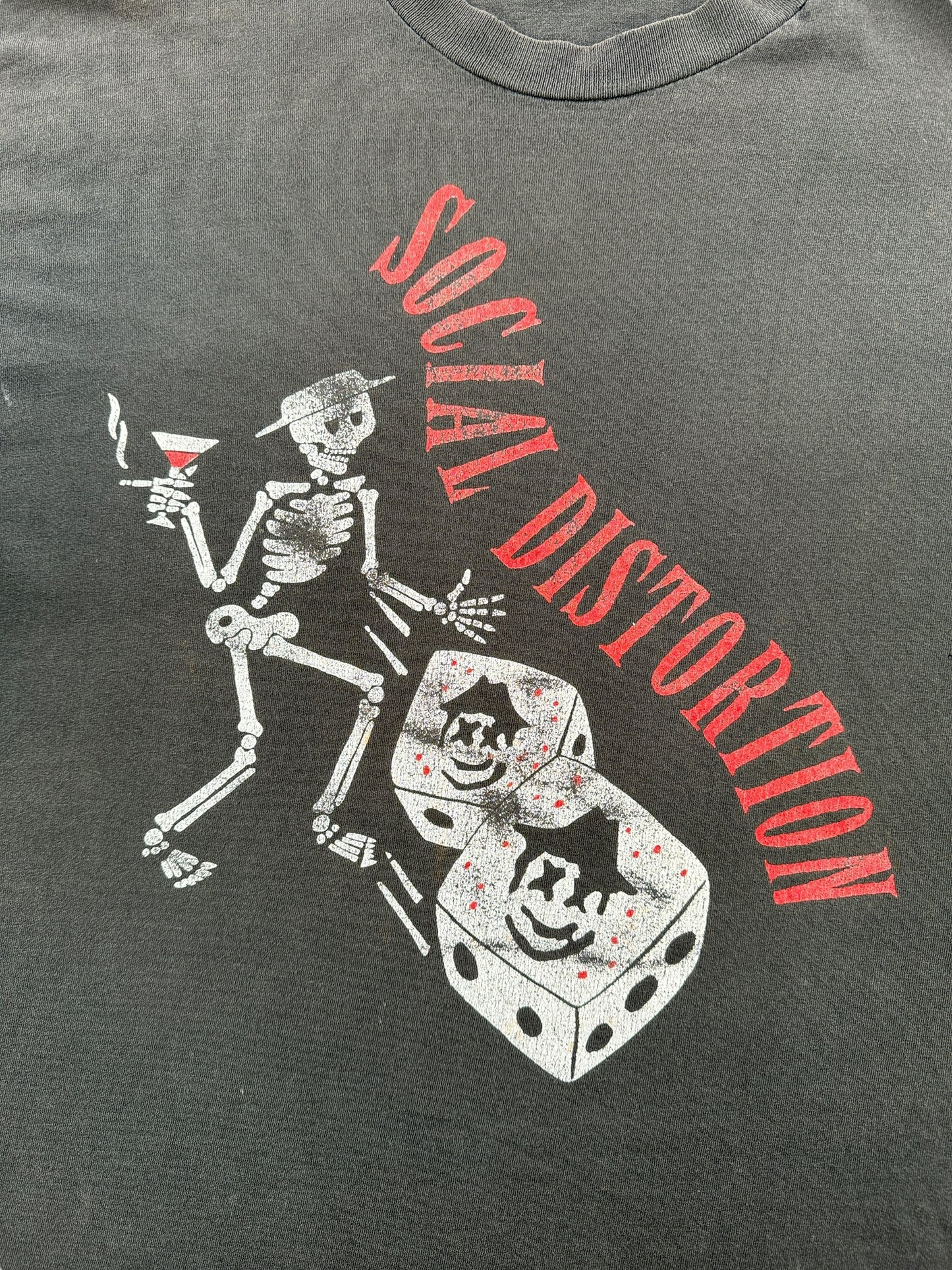 Front Graphic of Vintage 1992 Social Distortion Bad Luck Tour Tee SZ XL