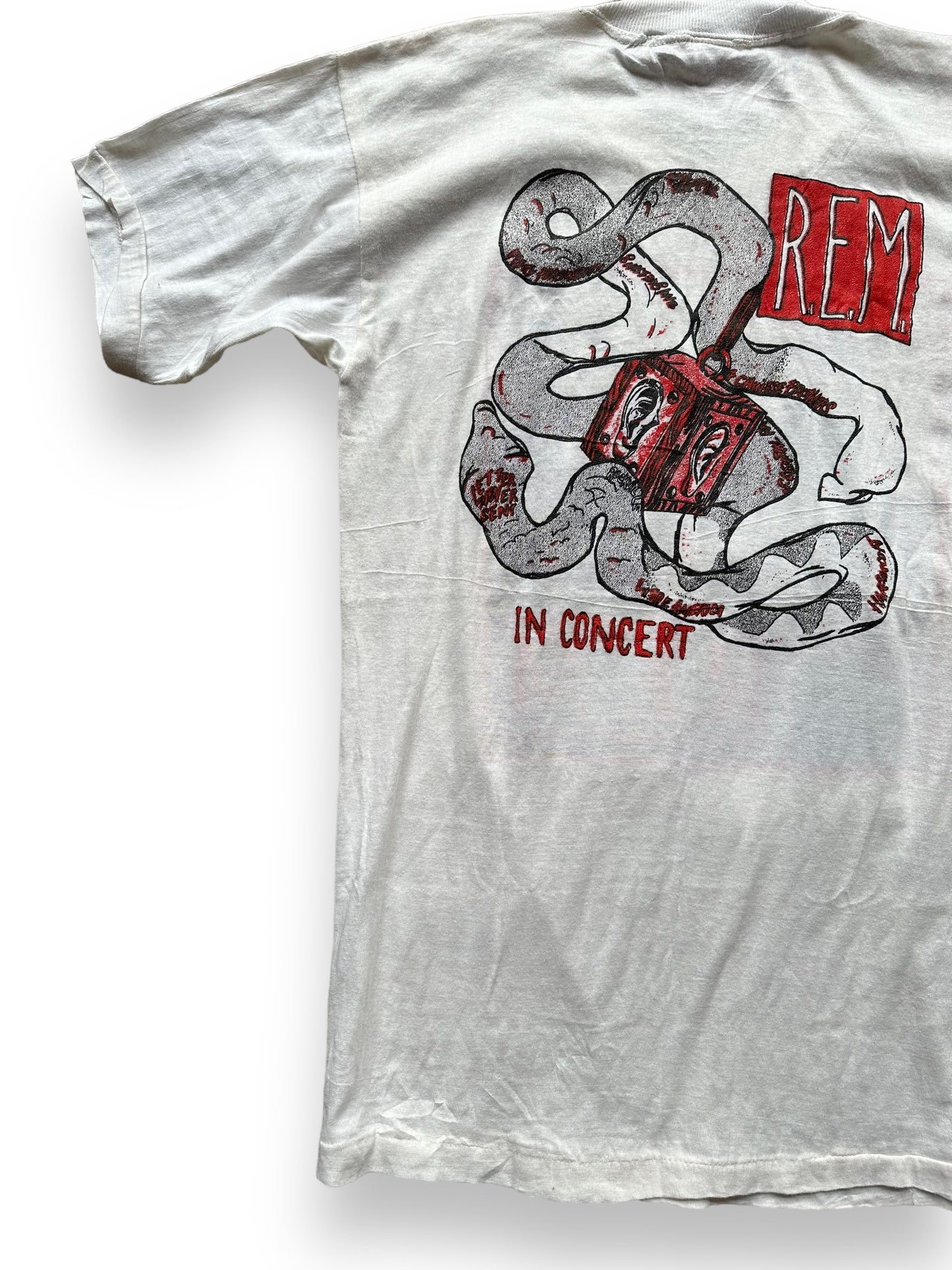 Rear Left View of Vintage REM Reckoning Bootleg Tee SZ XL | Barn Owl Vintage Clothing | Vintage Athens Georgia Rock Tees Seattle