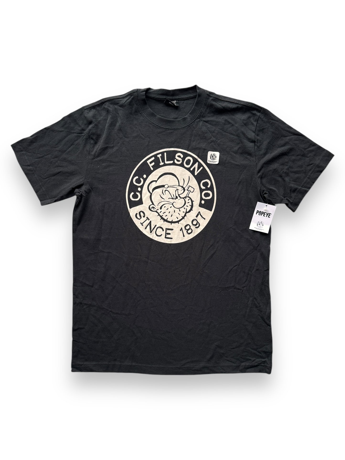 front of NWT Black Filson Popeye Tee SZ M
