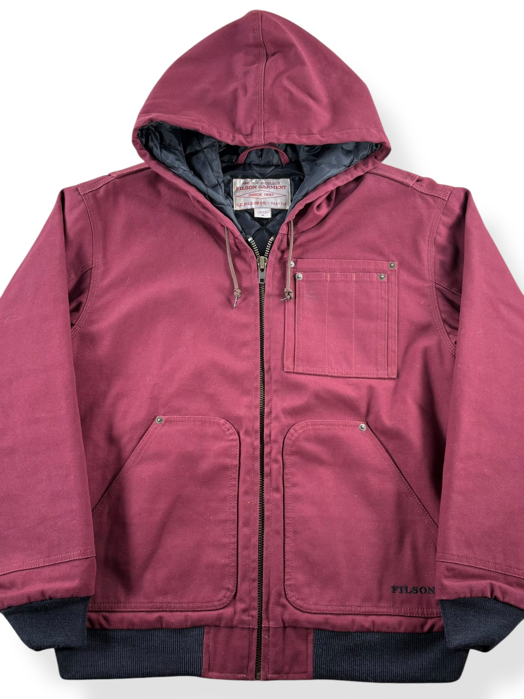 Front Close Up of Modern Filson Insulated Canvas Work Jacket SZ M