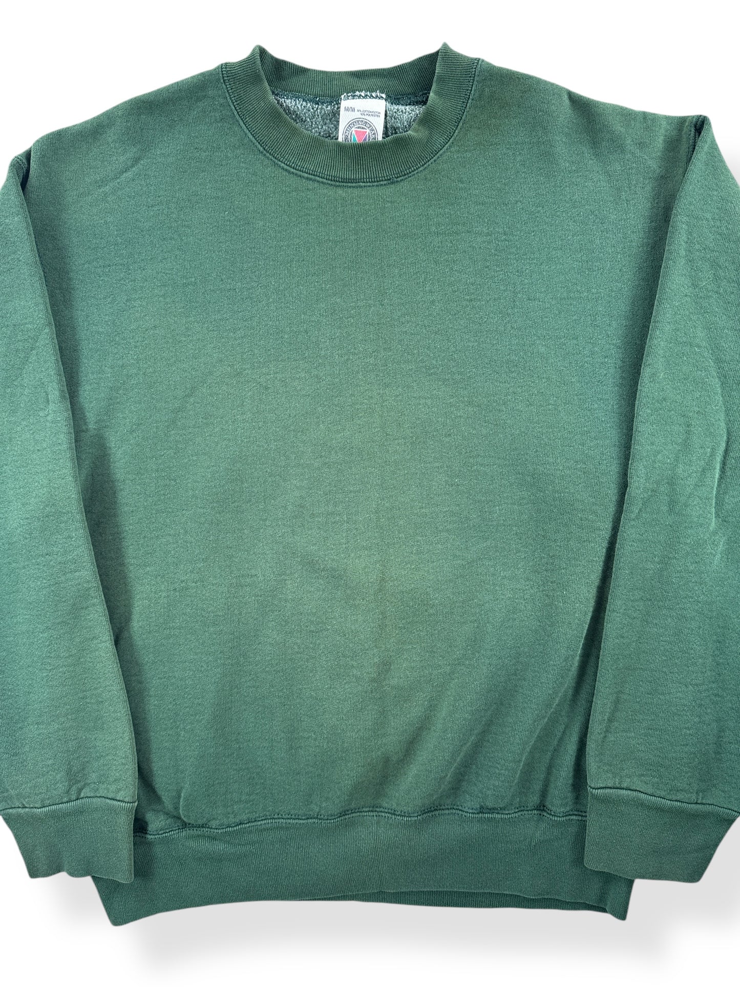 Front Close Up of Vintage Munsingwear Green Reverse Weave Crewneck SZ M