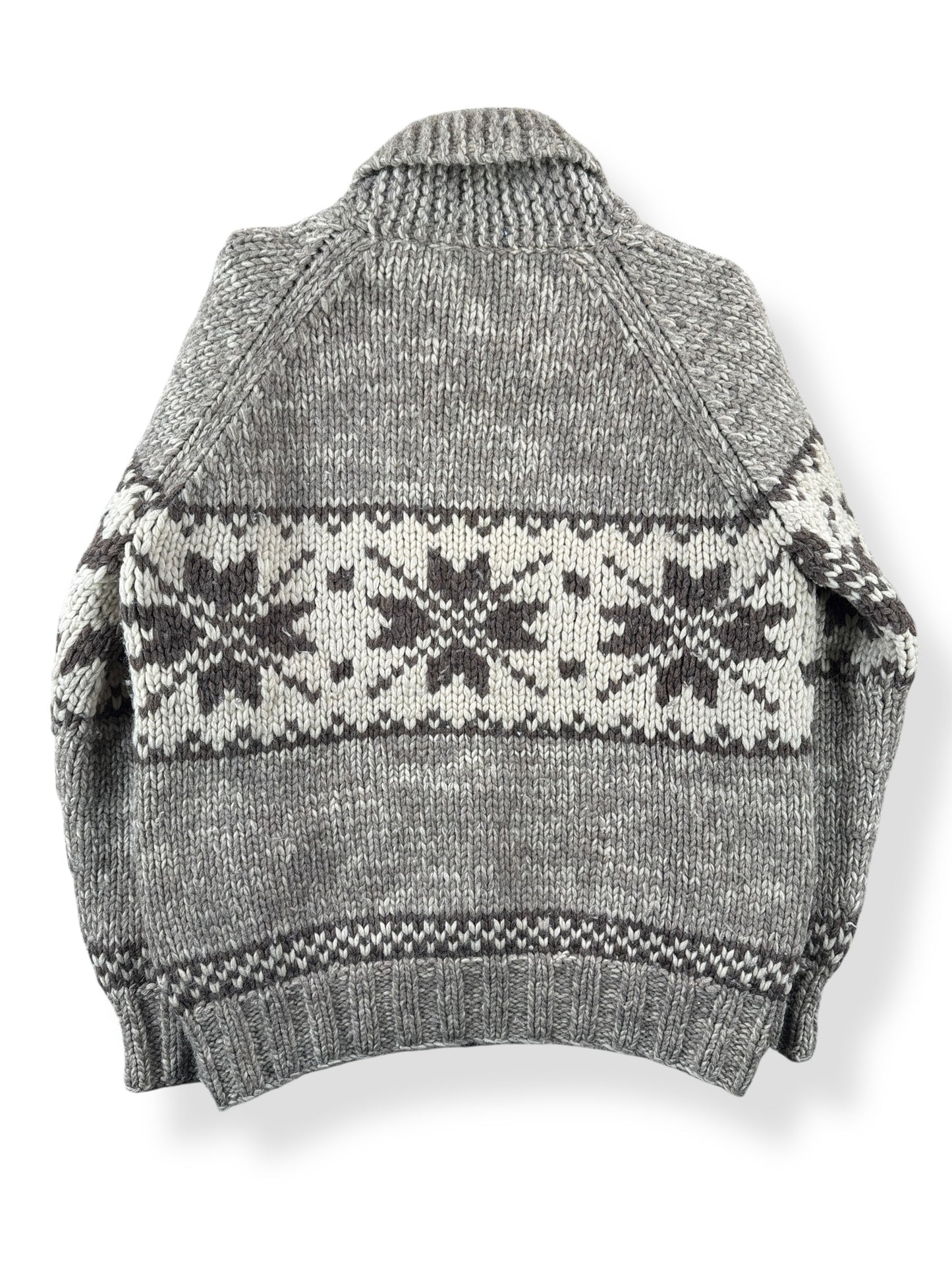 Back of Vintage Snowflake Pattern Cowichan Style Sweater SZ M