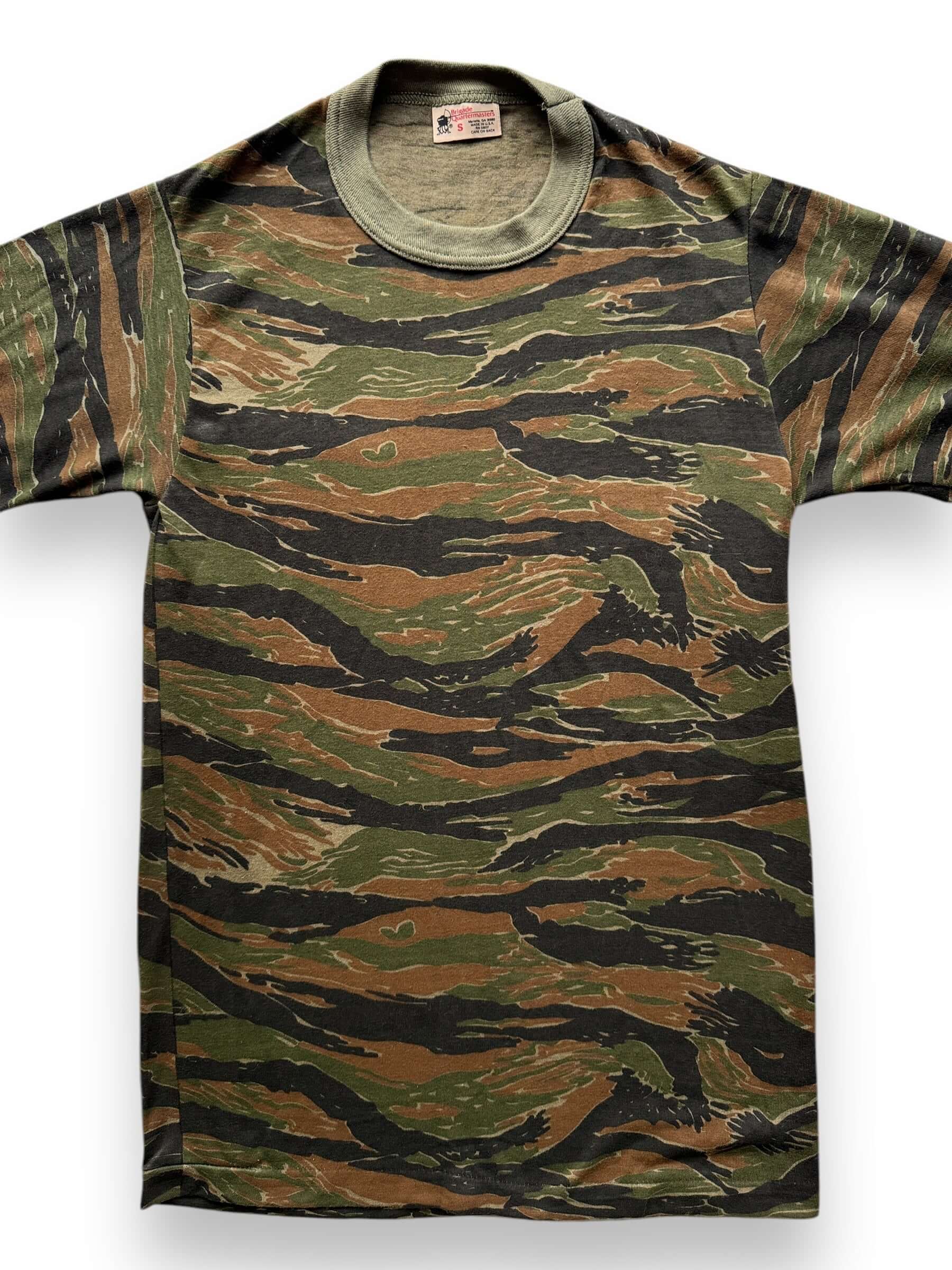 Front Close Up of Vintage Brigade Quartermaster Tiger Camo Tee SZ S