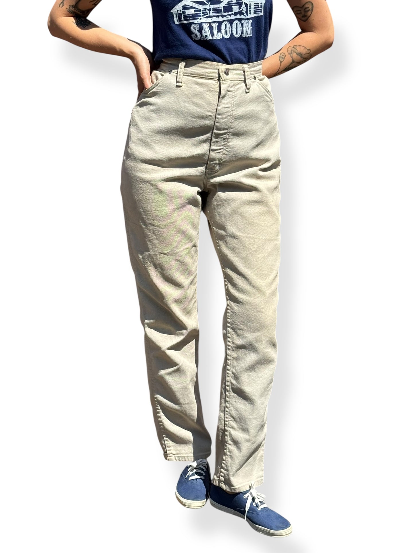 Vintage Cream Colored Miss Wrangler Jeans W28