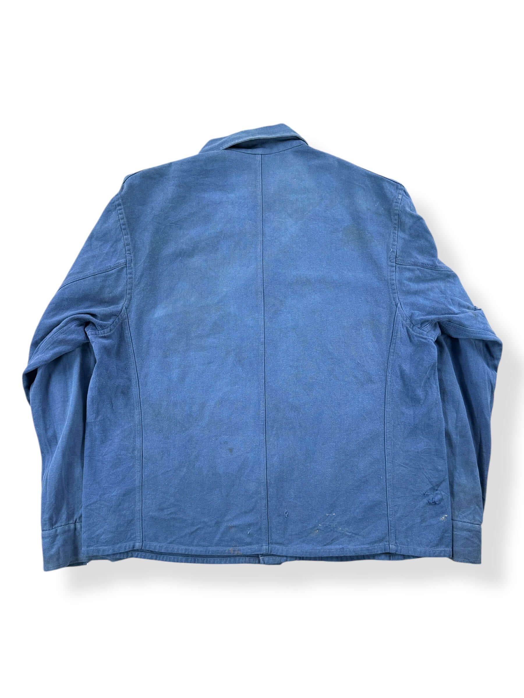 Back of Vintage Faded Blue French Chore Coat SZ L