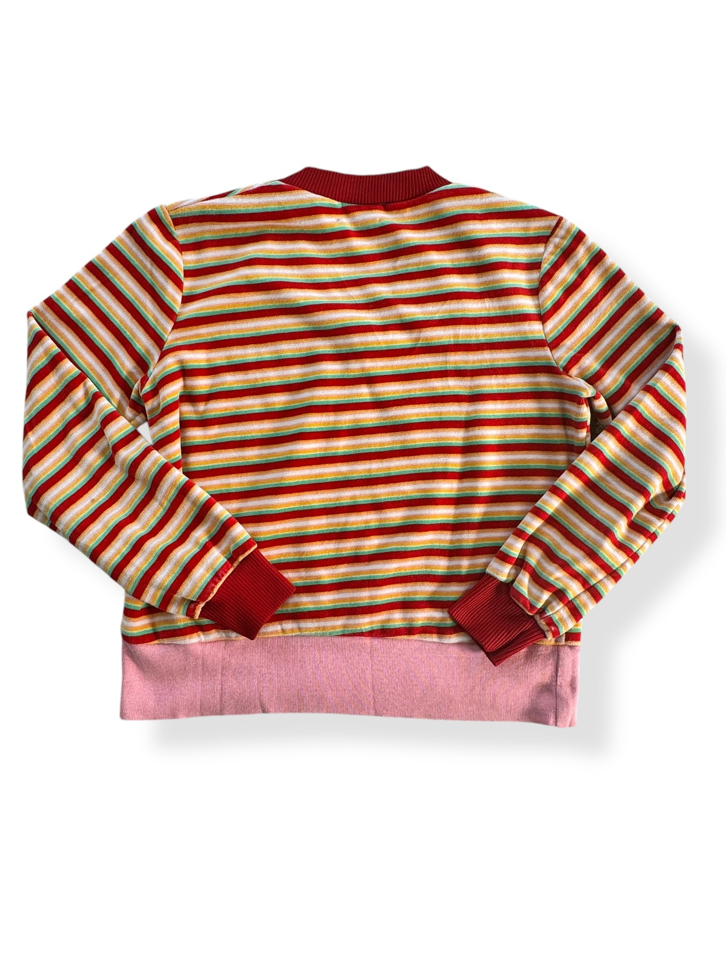Back view of 1970s Striped Velour Top M