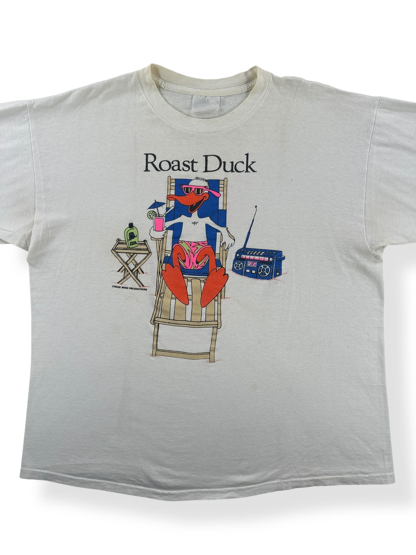 Front Close Up of Vintage Roast Duck Tee SZ XL
