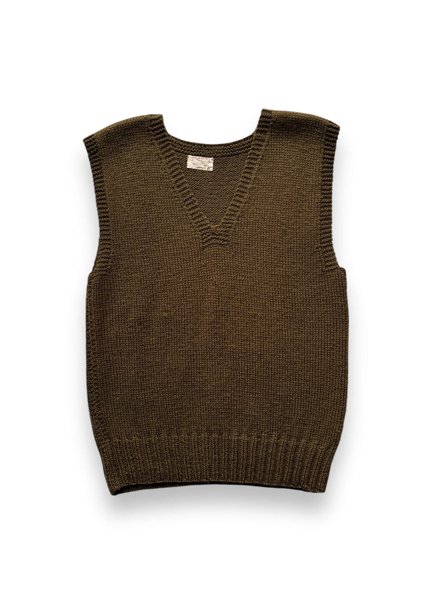 front of Vintage WWII Era Red Cross Knit Sweater Vest SZ M