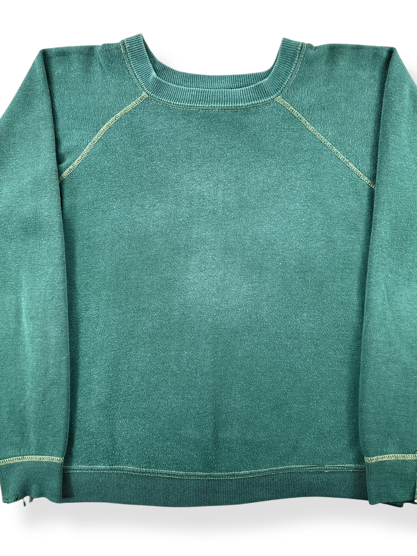 Front Close Up of Vintage Penney's Forest Green Crewneck SZ S