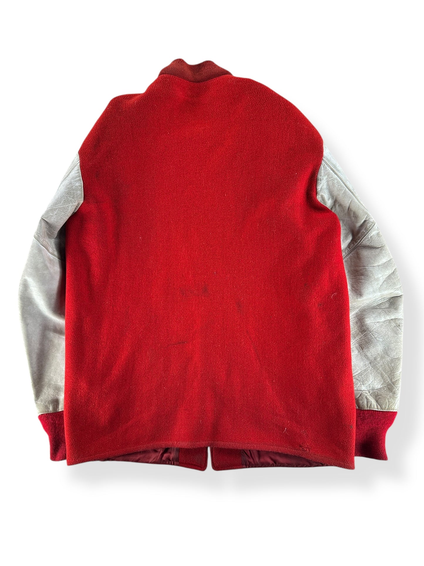 Back of Vintage Californian Red & White Varsity Jacket SZ 40
