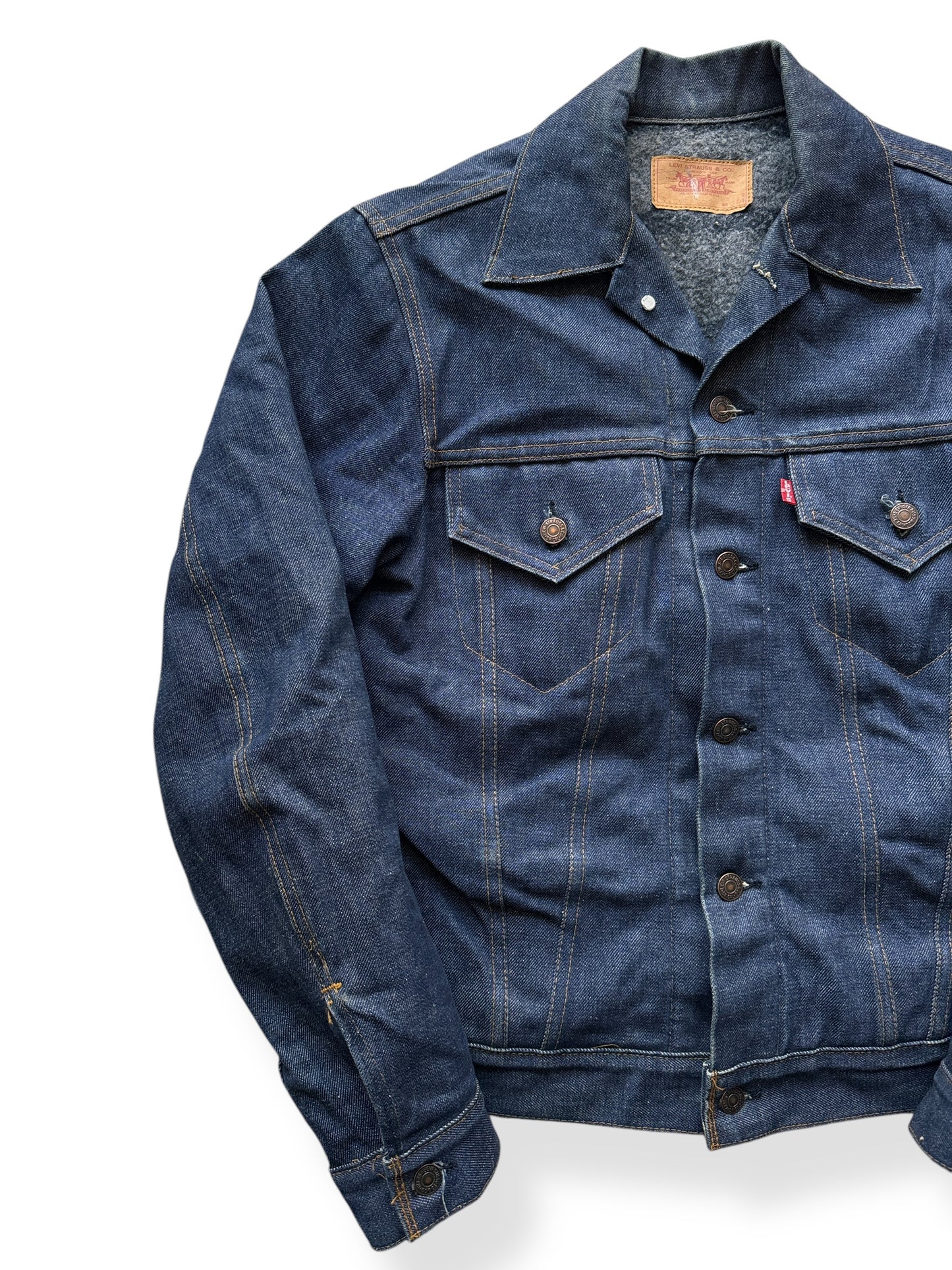 Front Right of Vintage NWOT Troy Blanket Lined Levis Type III Trucker SZ 36