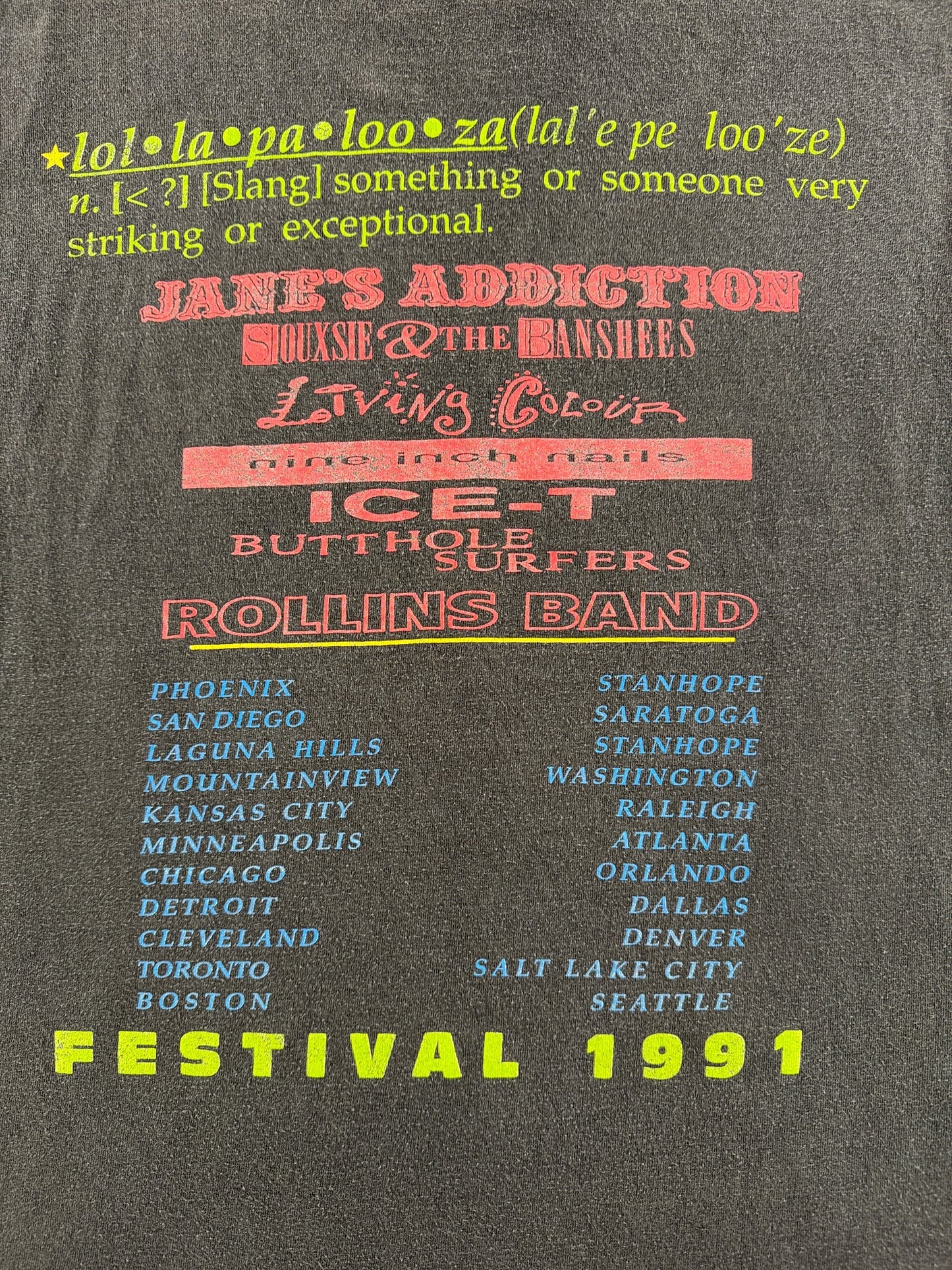 Back Graphic of Vintage 1991 Lollapalooza Chopped Tee SZ L - AS IS
