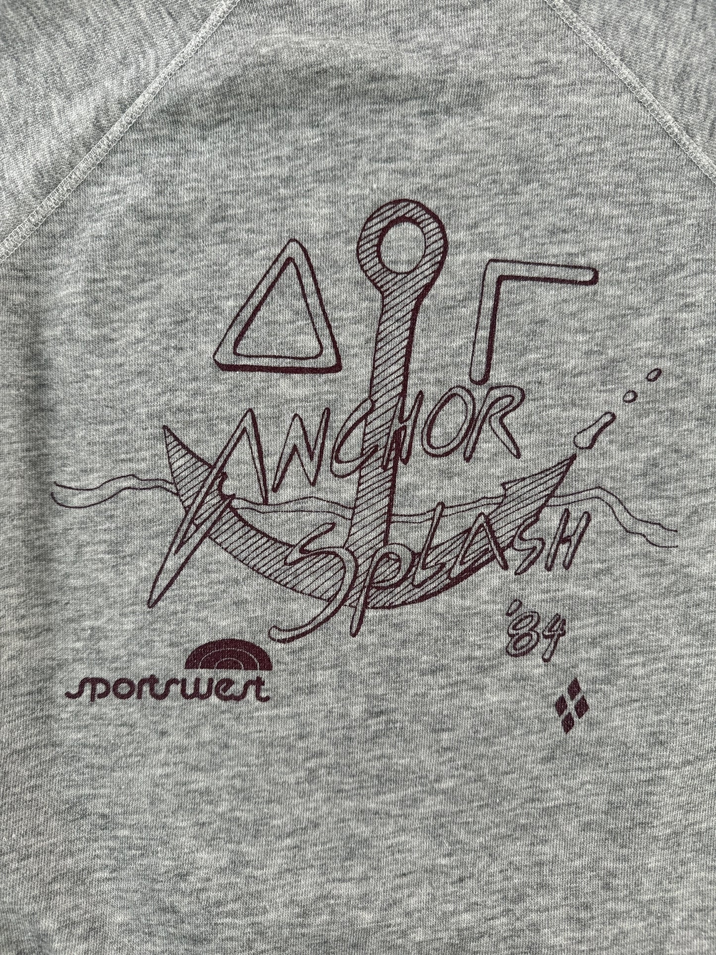 Back Graphic of Vintage '84 Fraternity Anchor Splash Crewneck SZ M