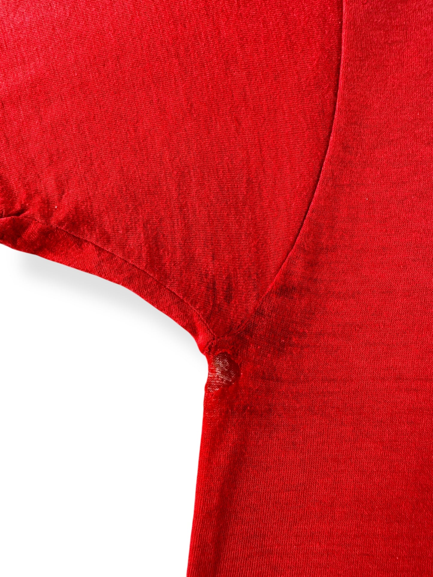 Hole on Pit of Vintage 500 Milwaukee Road Red Thrasher Tee SZ S