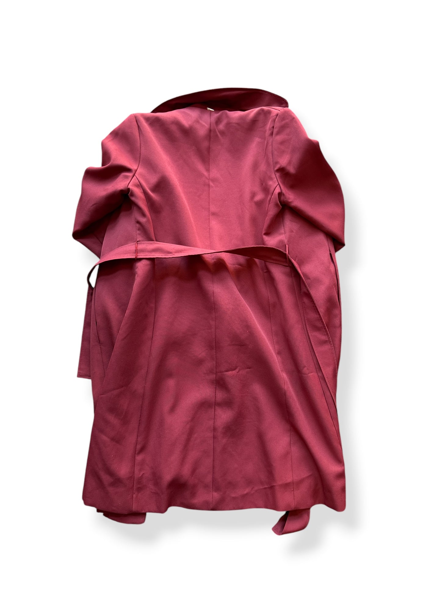 Back of Vintage Maroon Polyester Trench Coat SZ S