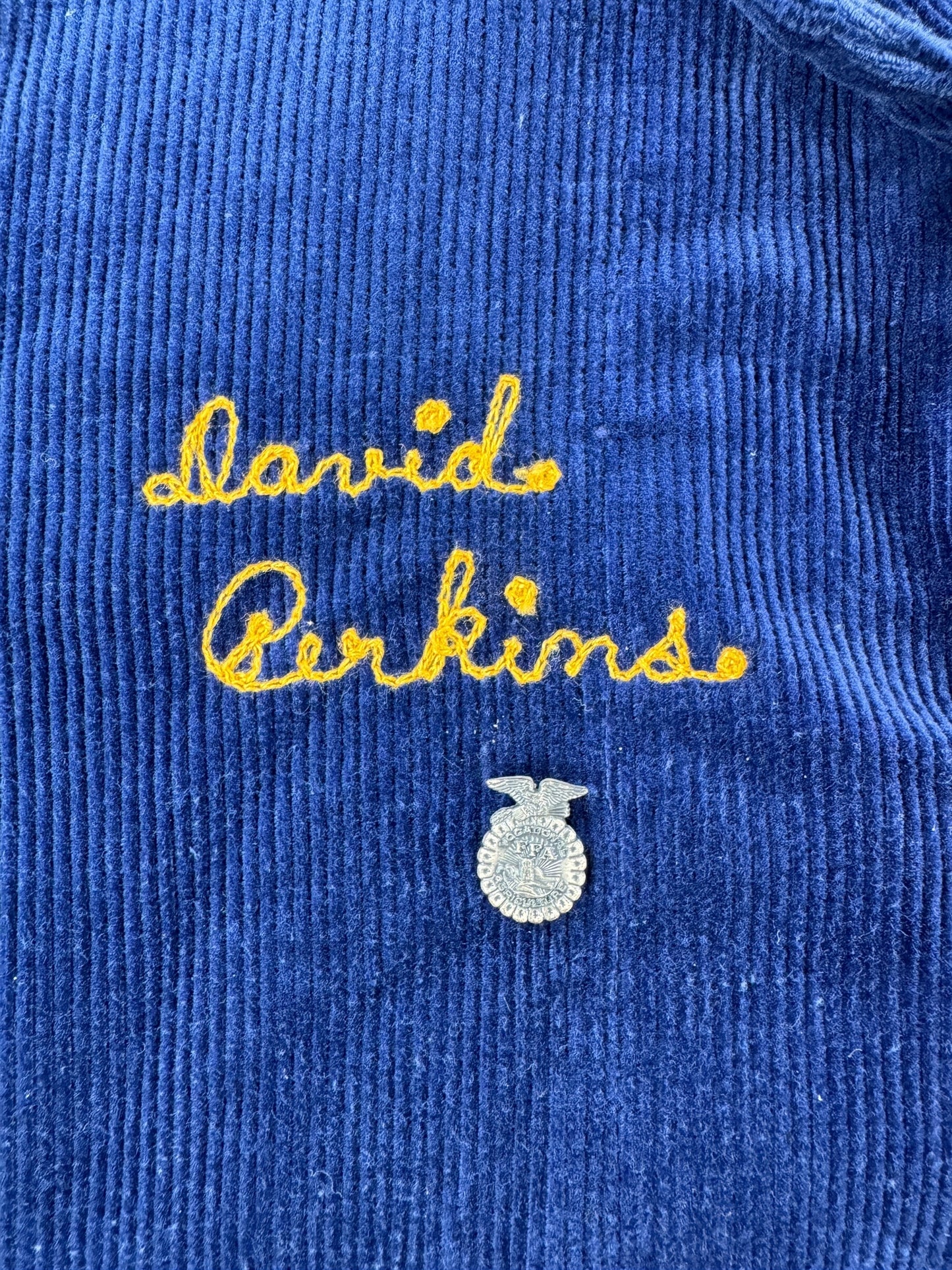 Name Embroidery on Vintage Harris Lake Park Iowa FFA Jacket SZ S