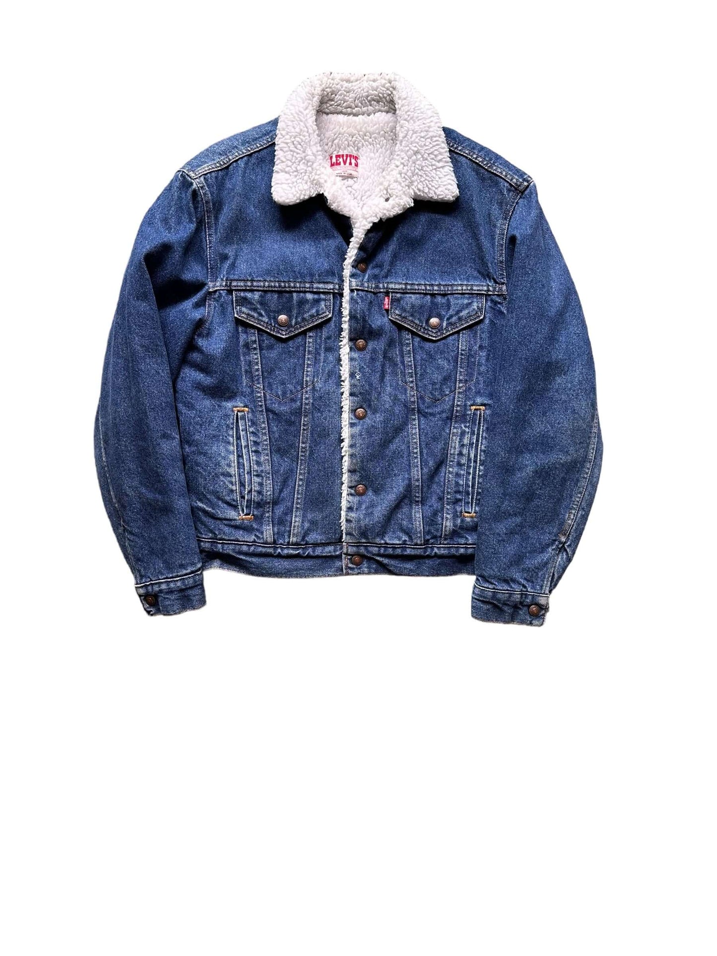 Front View of Vintage USA Made Levis Sherpa Type III Denim Jacket SZ 38R | Vintage Denim Workwear Seattle