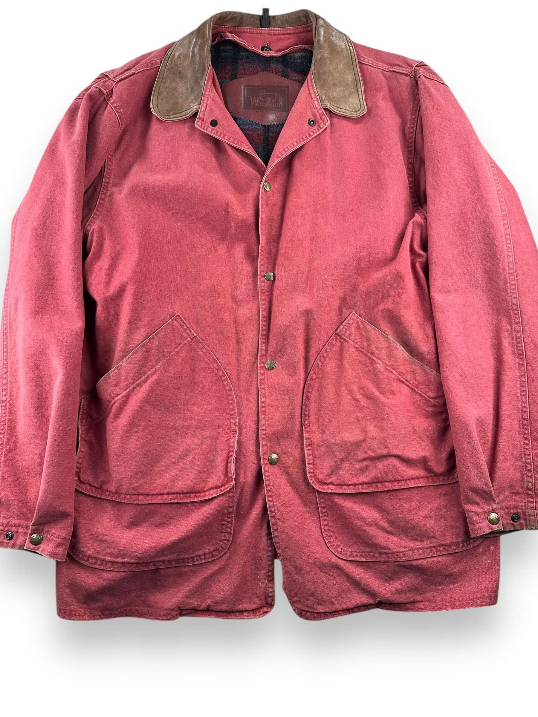 Front Detail on Vintage Woolrich Salmon Colored Barn Coat SZ XXL