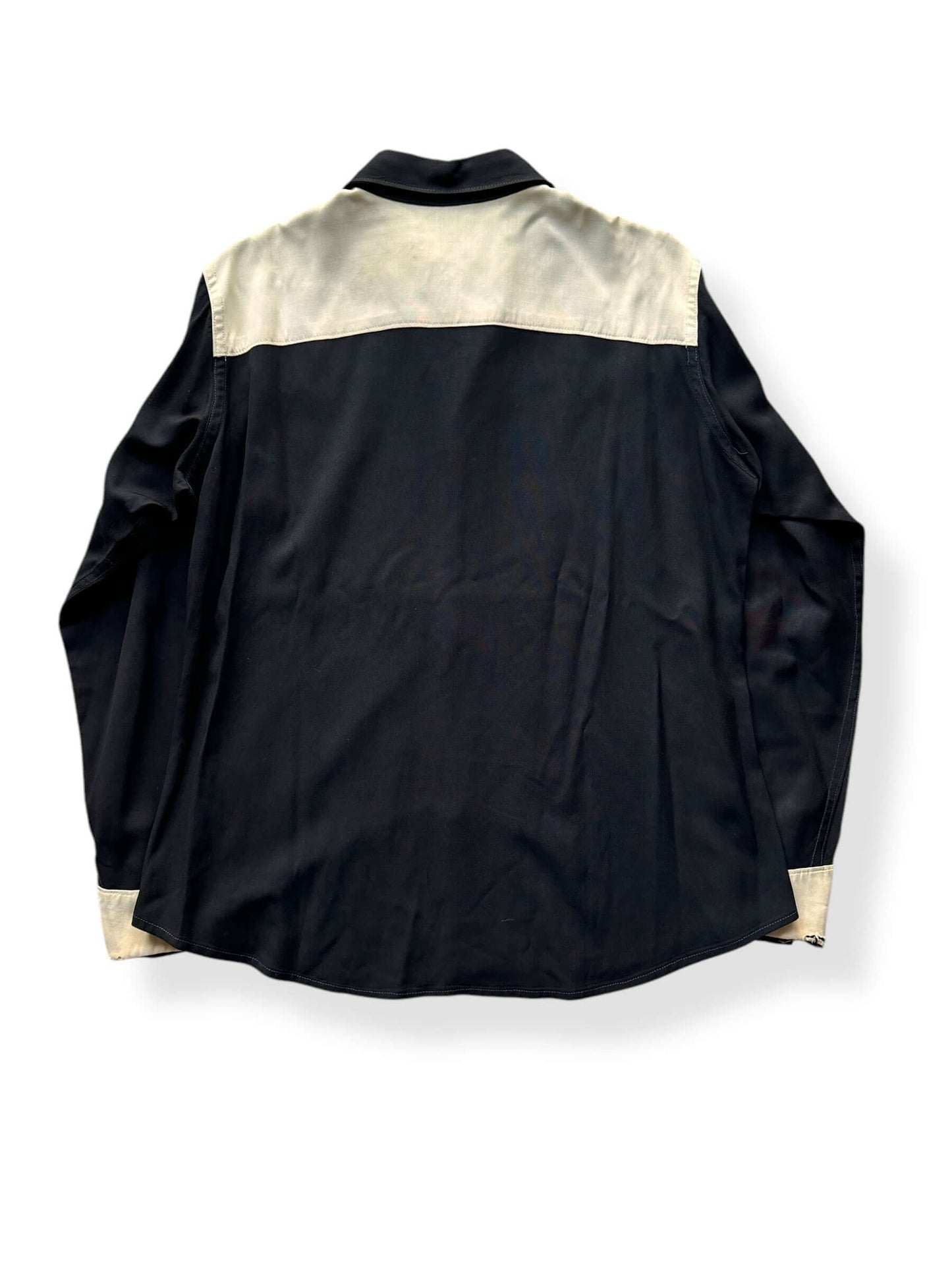 Back of Vintage Black and White Gabardine Western Top SZ L