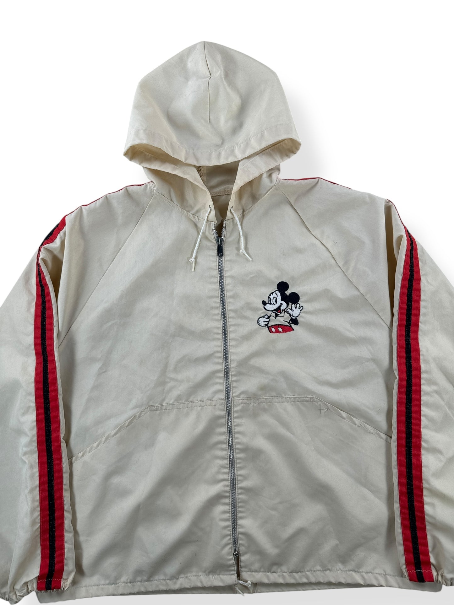 Front Close Up of Vintage Disney Hooded Windbreaker SZ XL