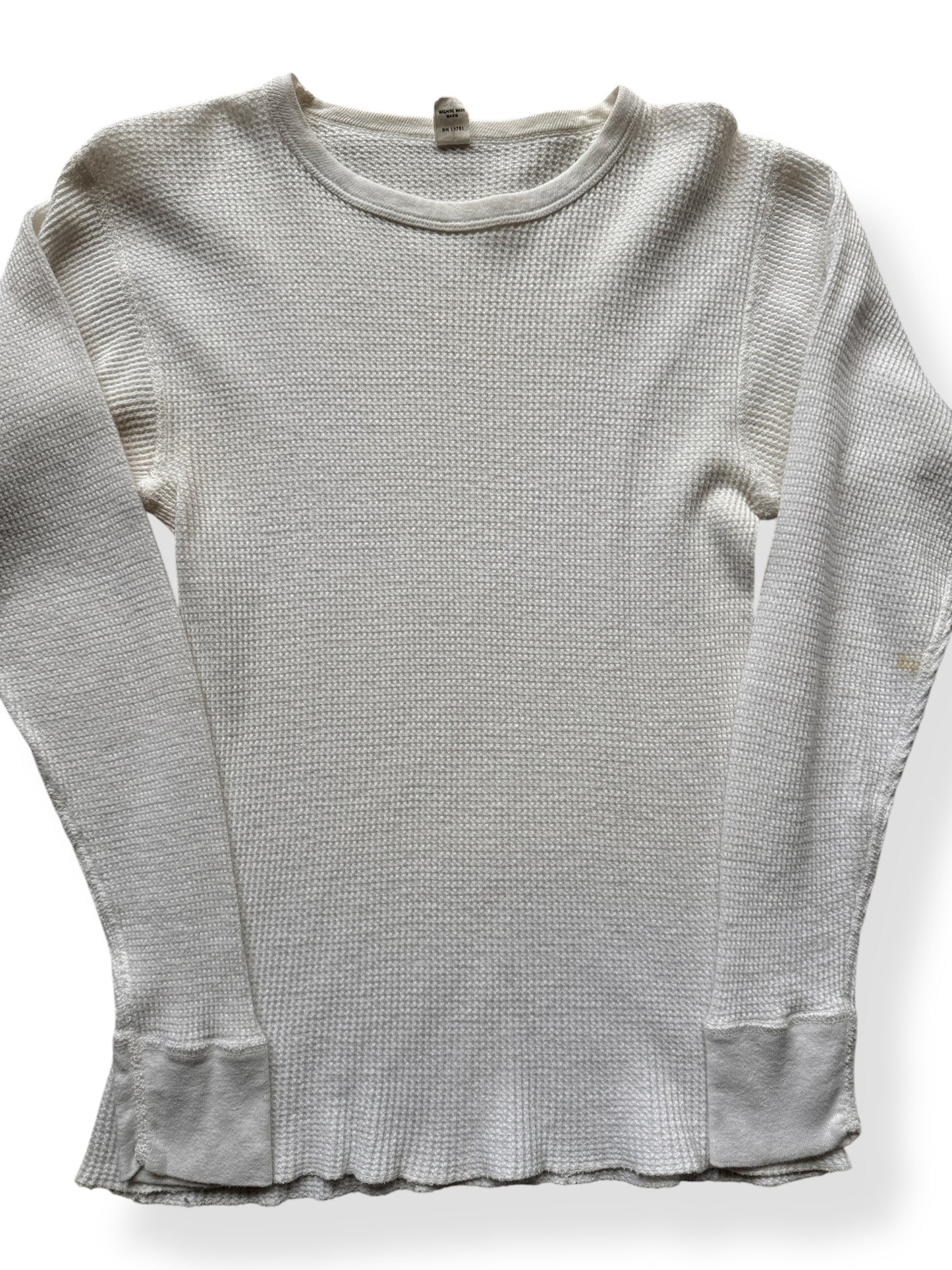 Front Close Up of Vintage Sears 100% Cotton Thermal Top SZ L