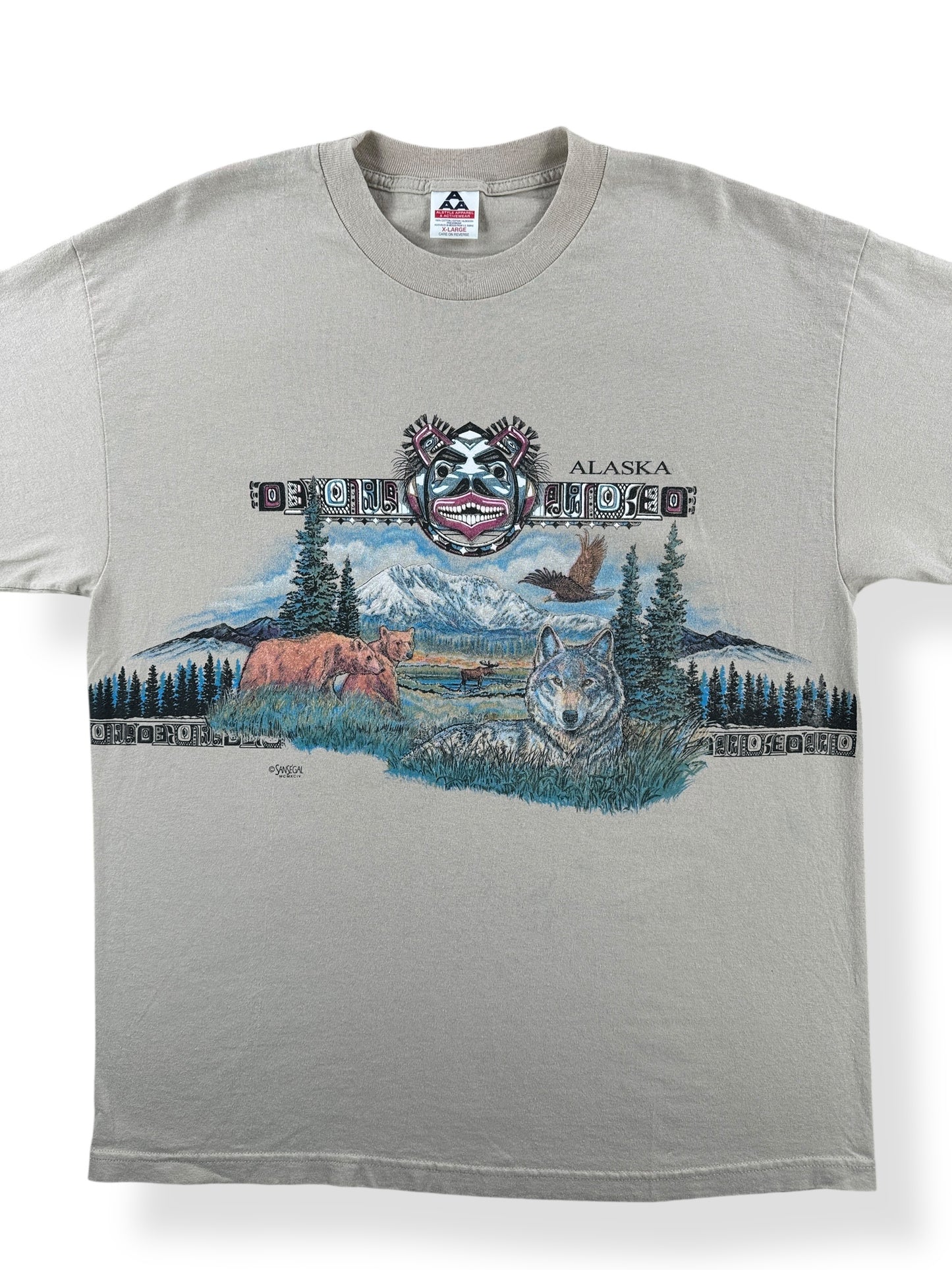 Front Close Up of Vintage Alaskan Landscape Tee SZ XL